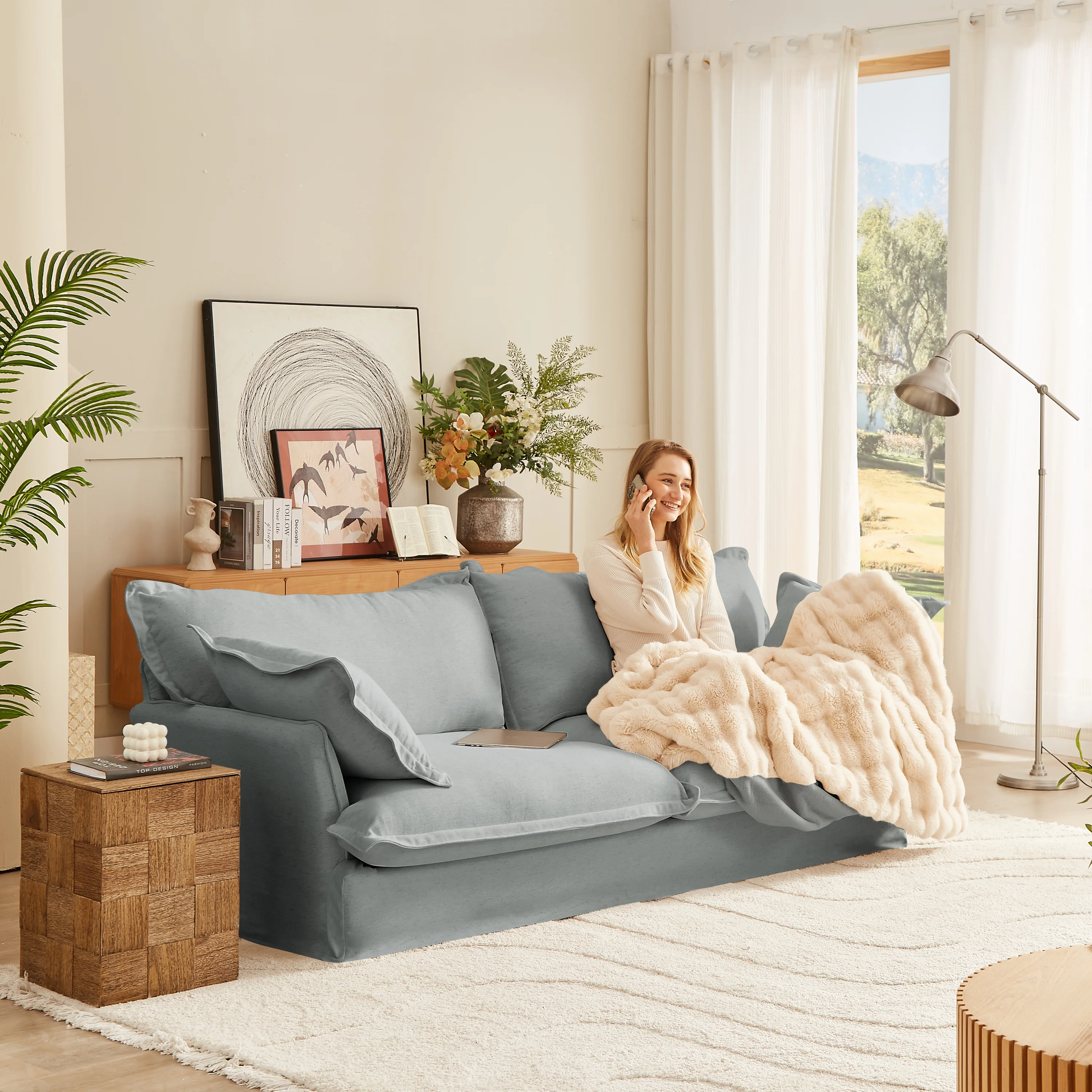 Walker Edison | Modern Comfy Pillow Top Loveseat Sofa