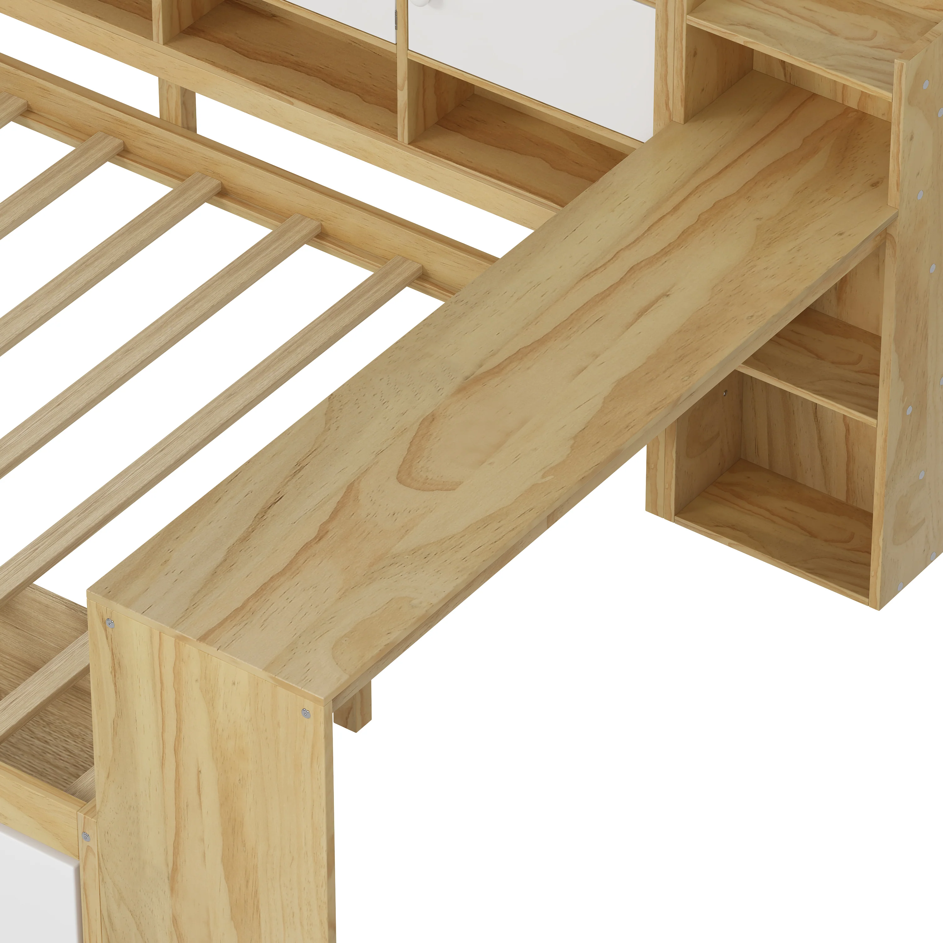 Walker Edison | Multi-Functional Wooden L-Shape Daybed with Storage Cabinets and Drawers