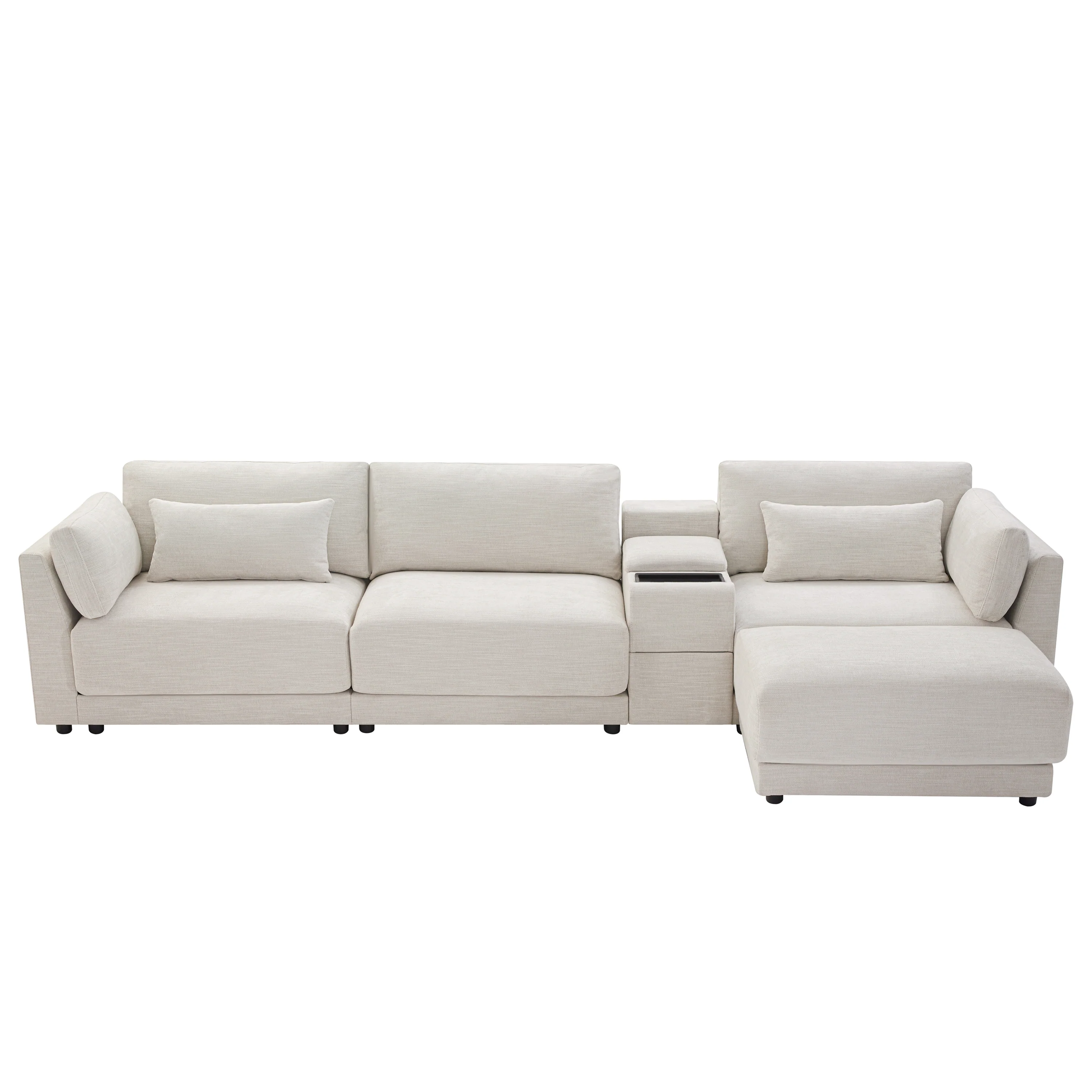 Walker Edison | Chenille Sectional Sofa with Storage Console