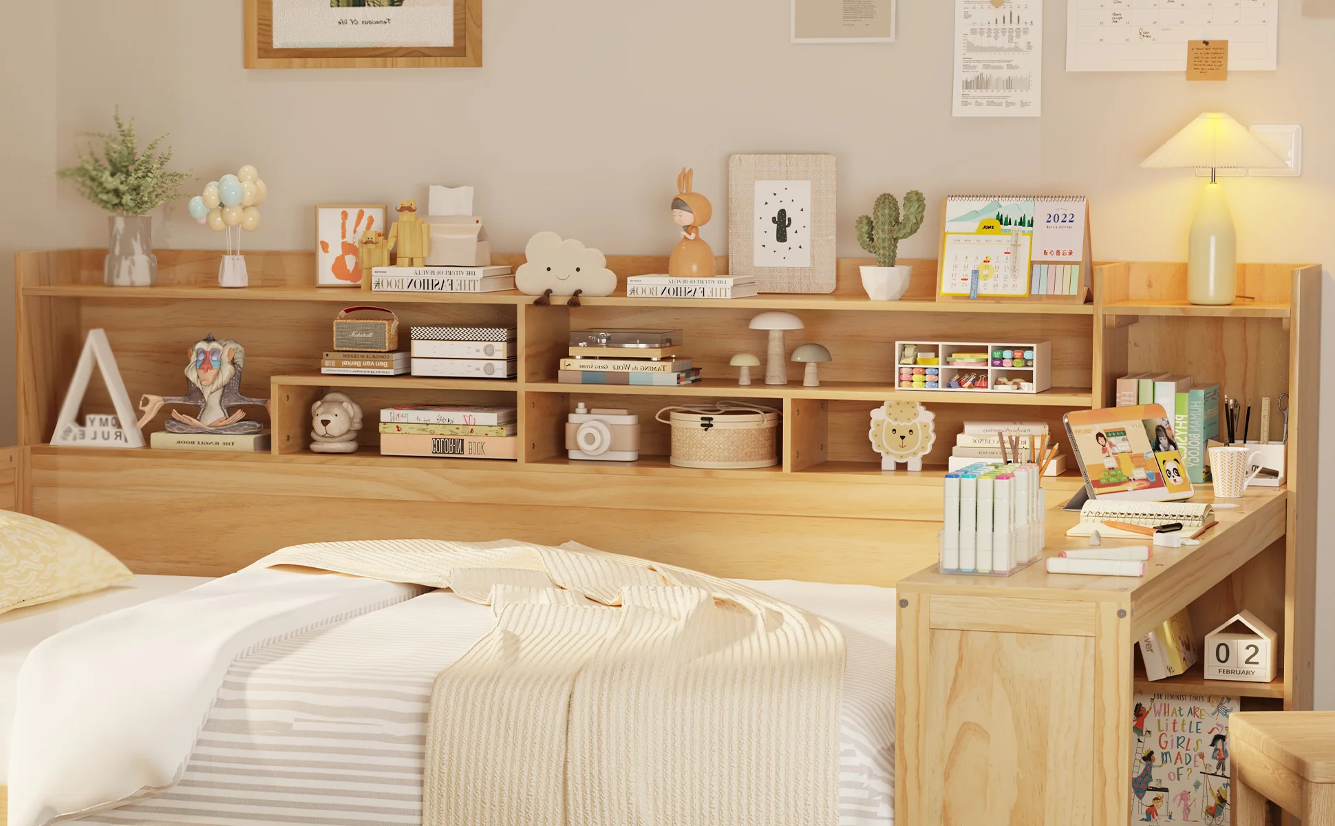 Walker Edison | Multi-functional Wooden Full Size Daybed with Storage Shelves