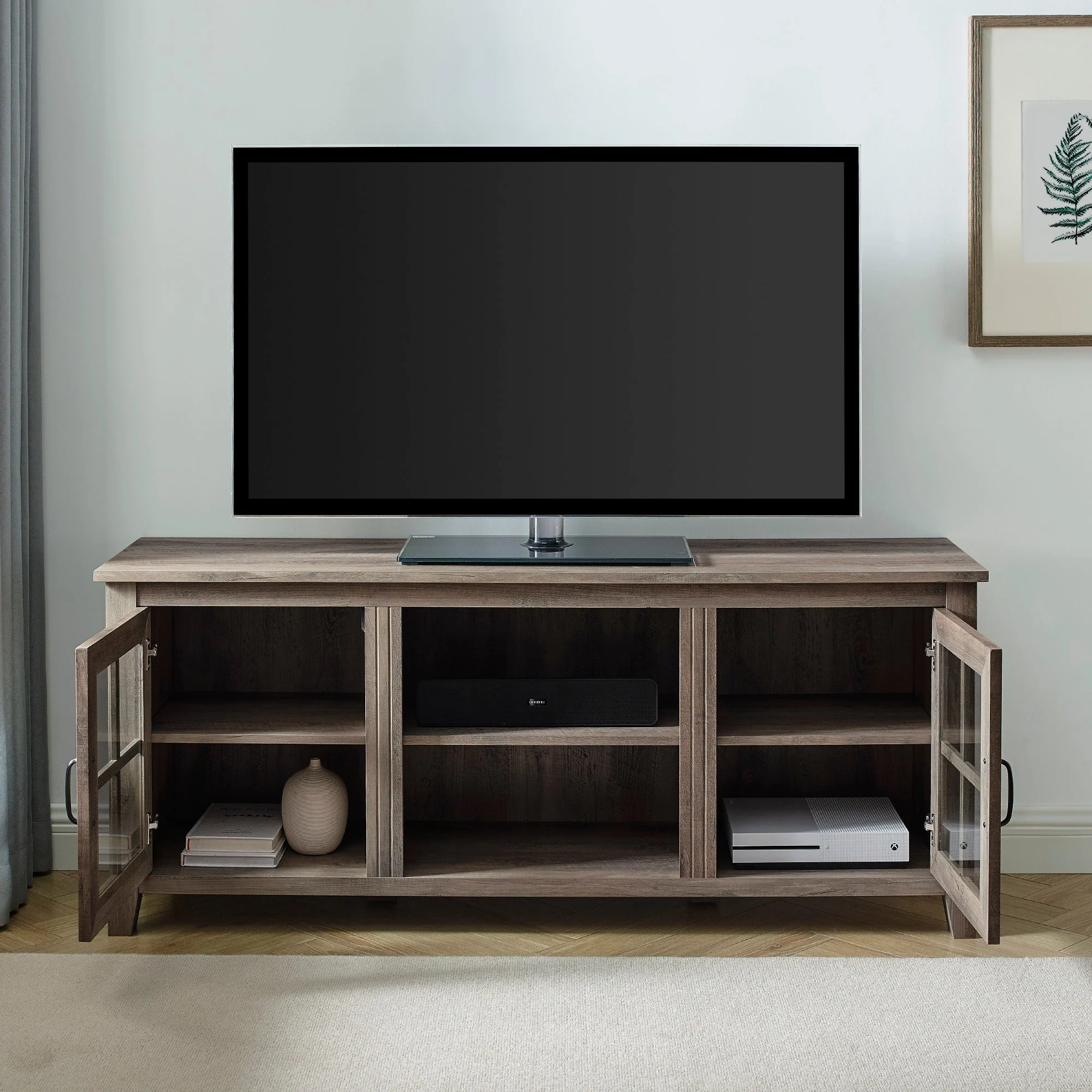 58 Glass Door TV Console