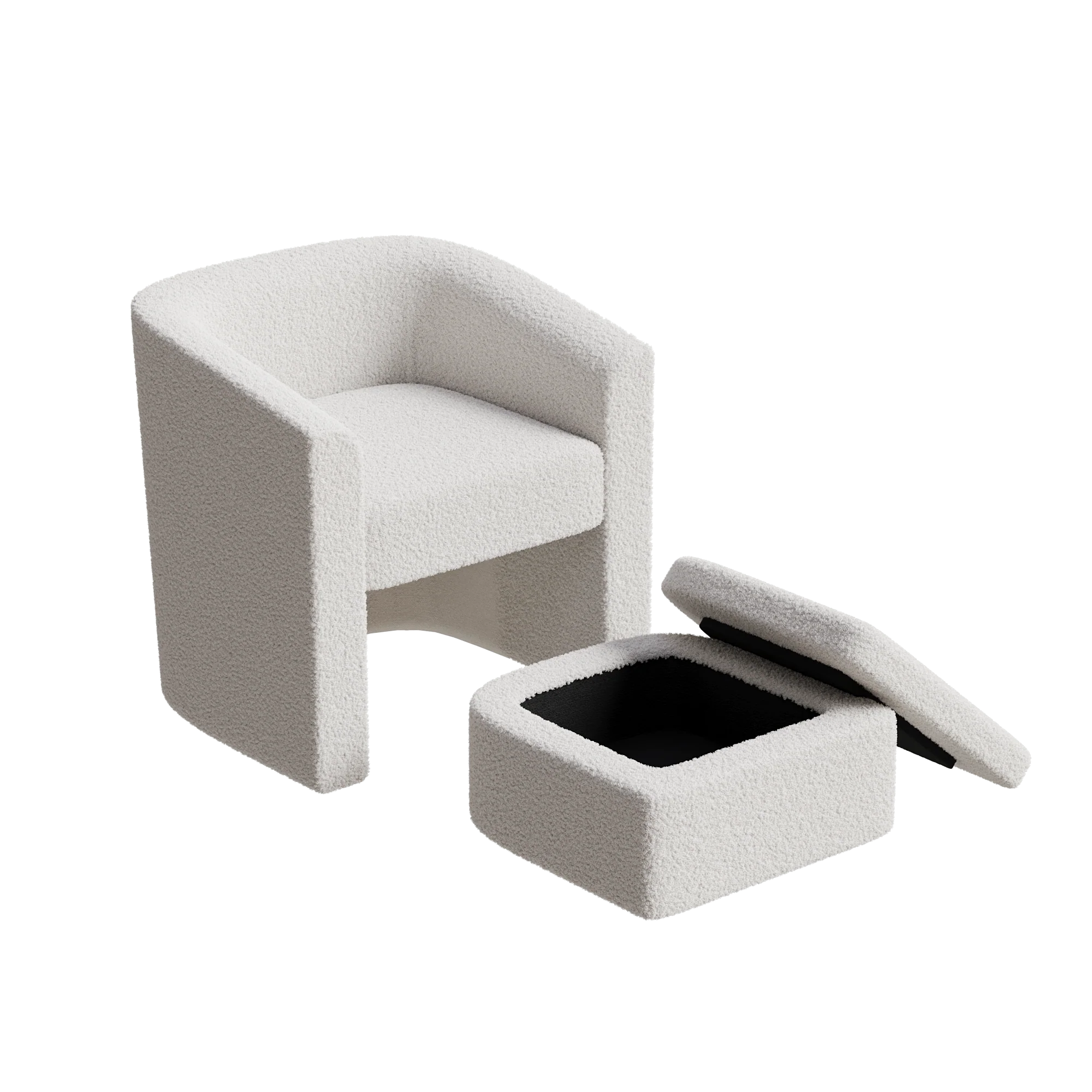 Walker Edison | Velvet Modern Accent chair and Footstool with Storage Set