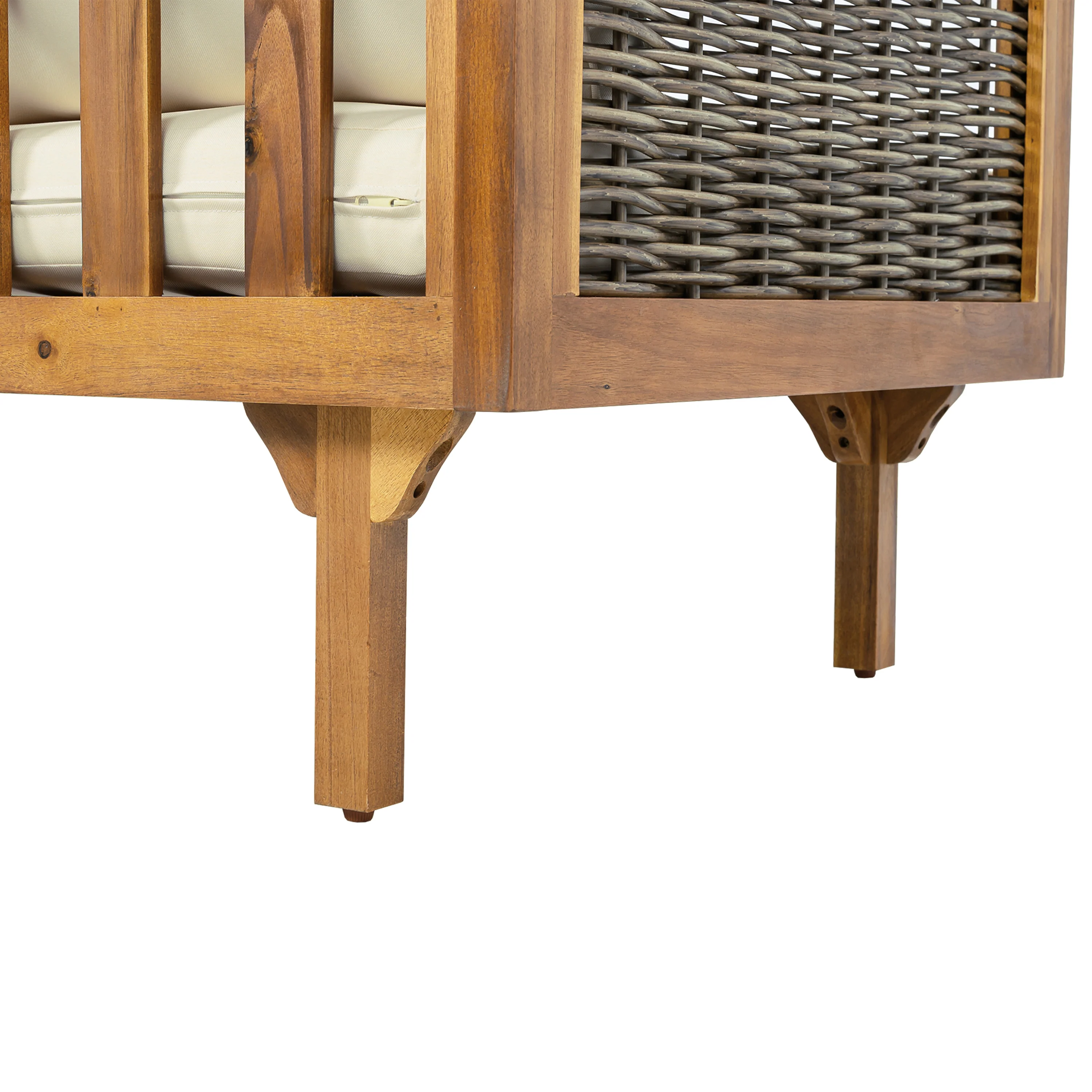 Walker Edison | Acacia Wood Sectional Sofa with Coffee Table