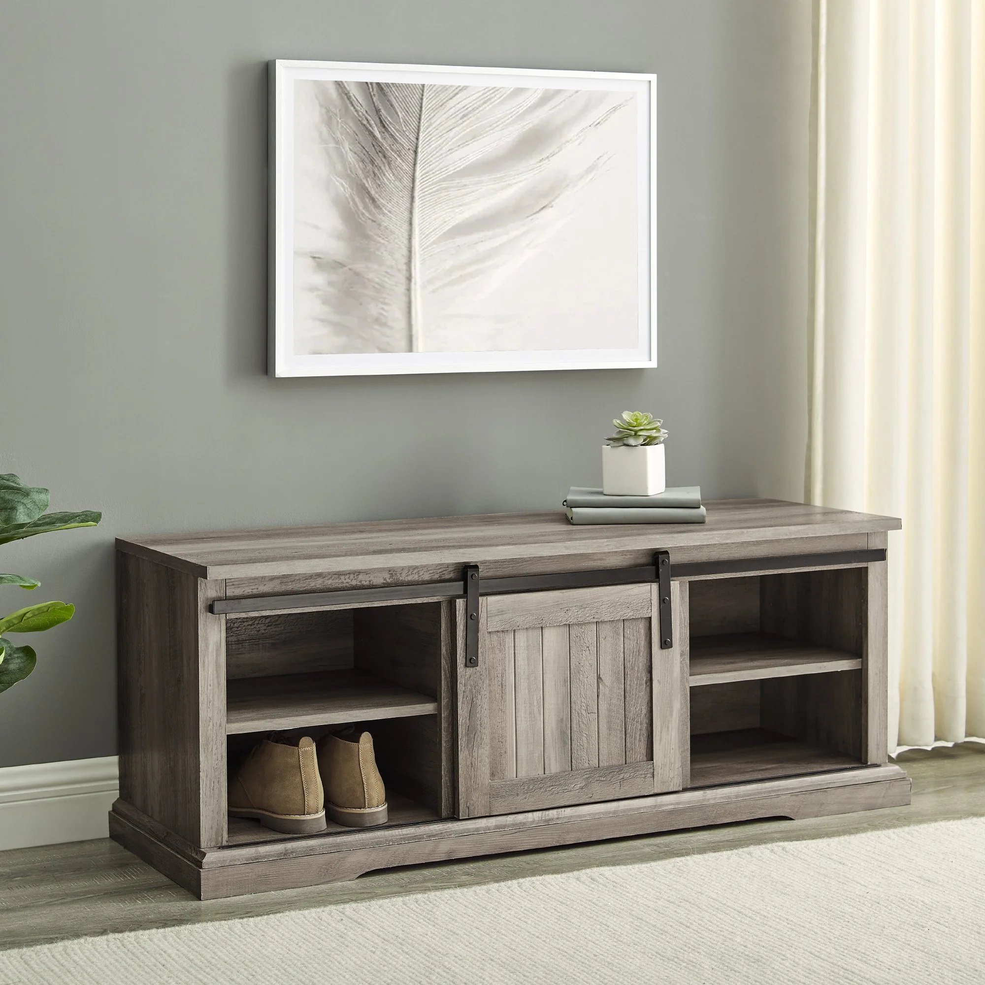 Sliding Grooved Door Entry Bench