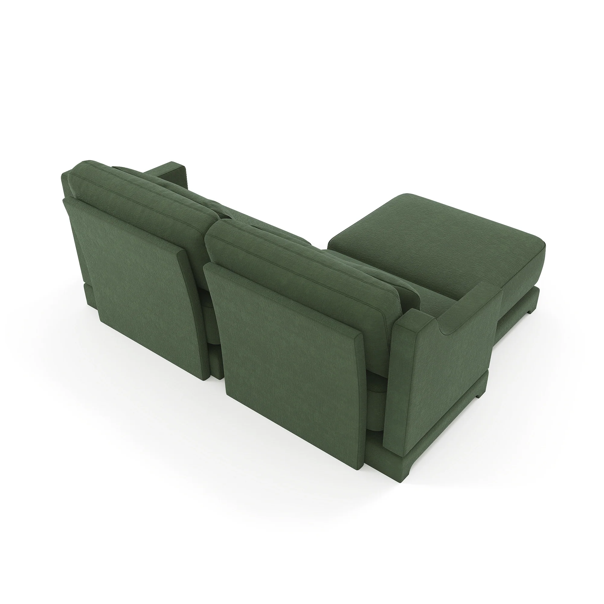 Walker Edison |Ergonomic Design Green Chenille Loveseat Sofa with Ottoman
