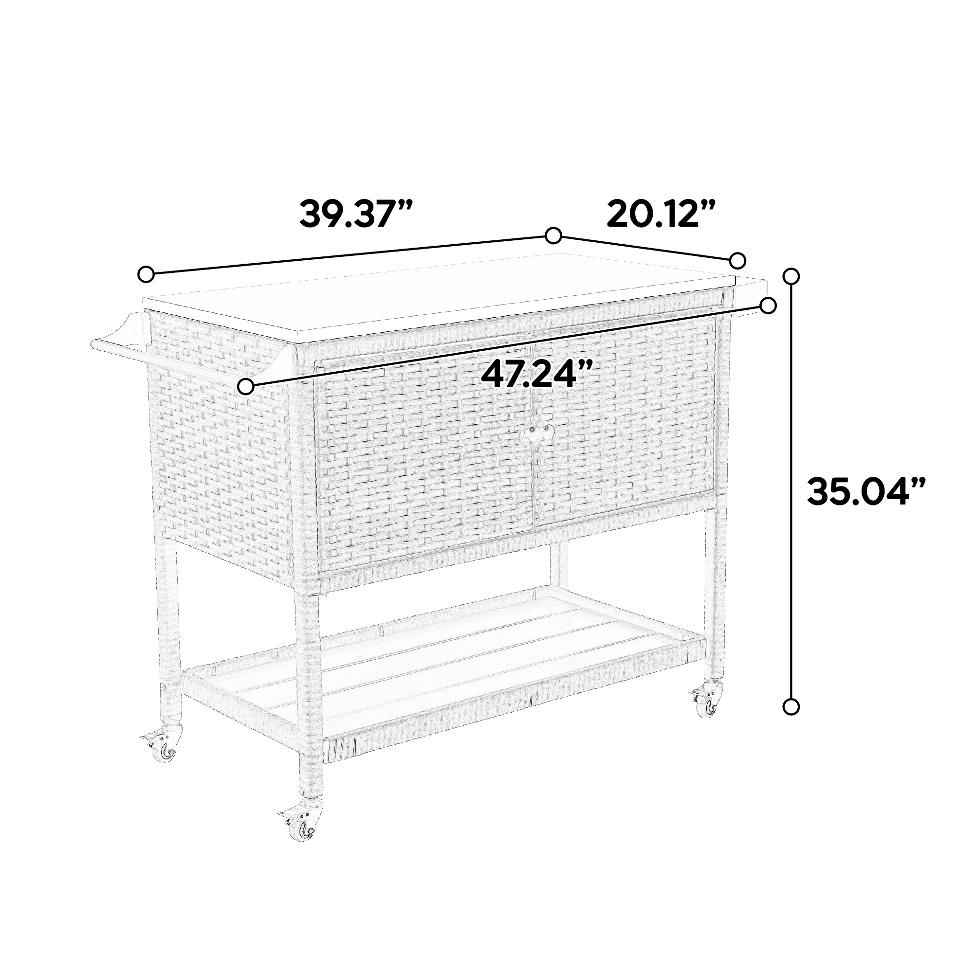 Walker Edison | Outdoor Brown Wicker Bar Cart