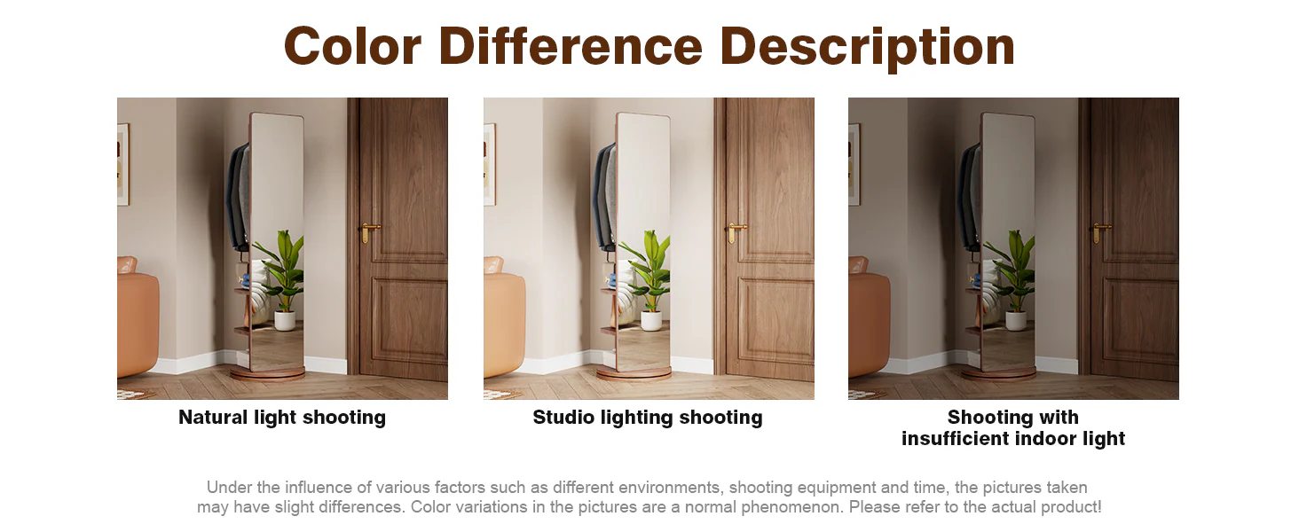 Walker Edison | 360° Rotating 66'x14' Multifunctional Full Length Mirror with Storage