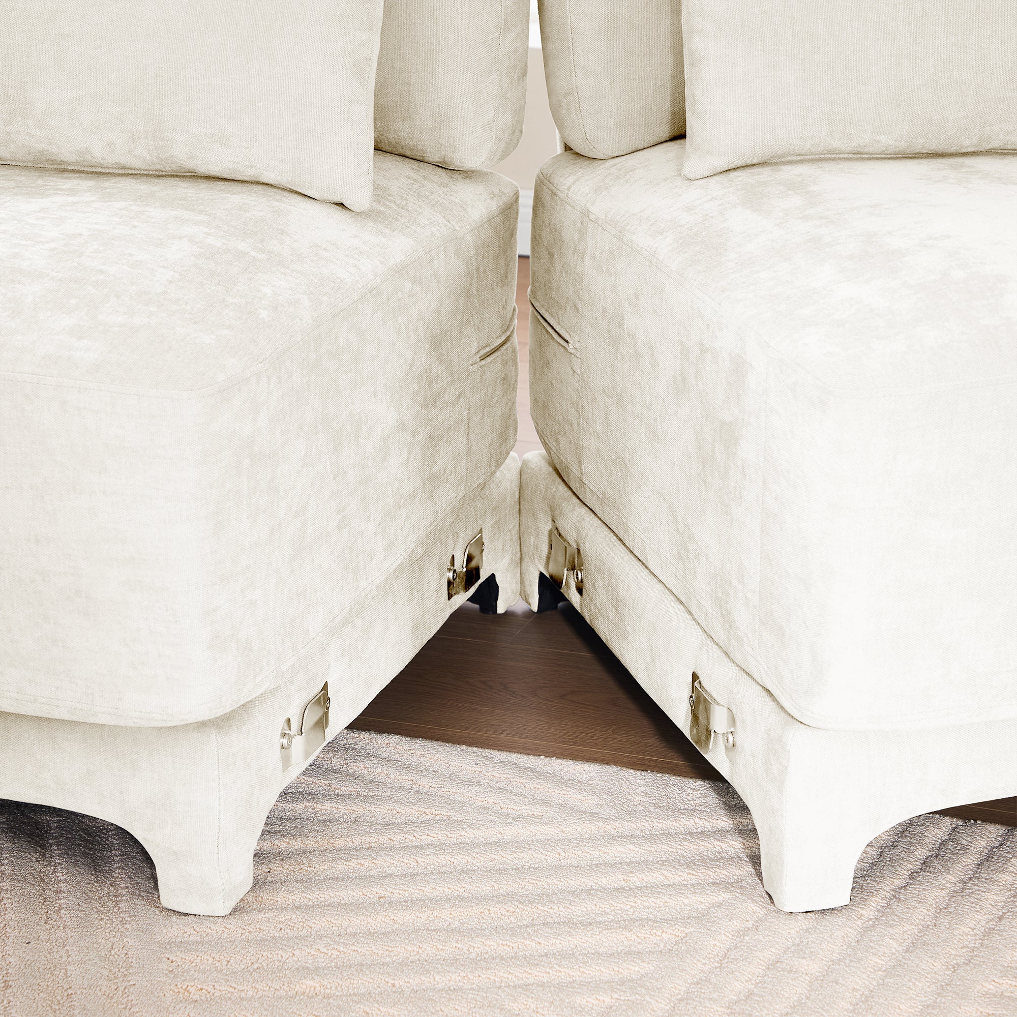 Walker Edison | High-Resilience Foam Chenille Sectional Sofa with Ottomans