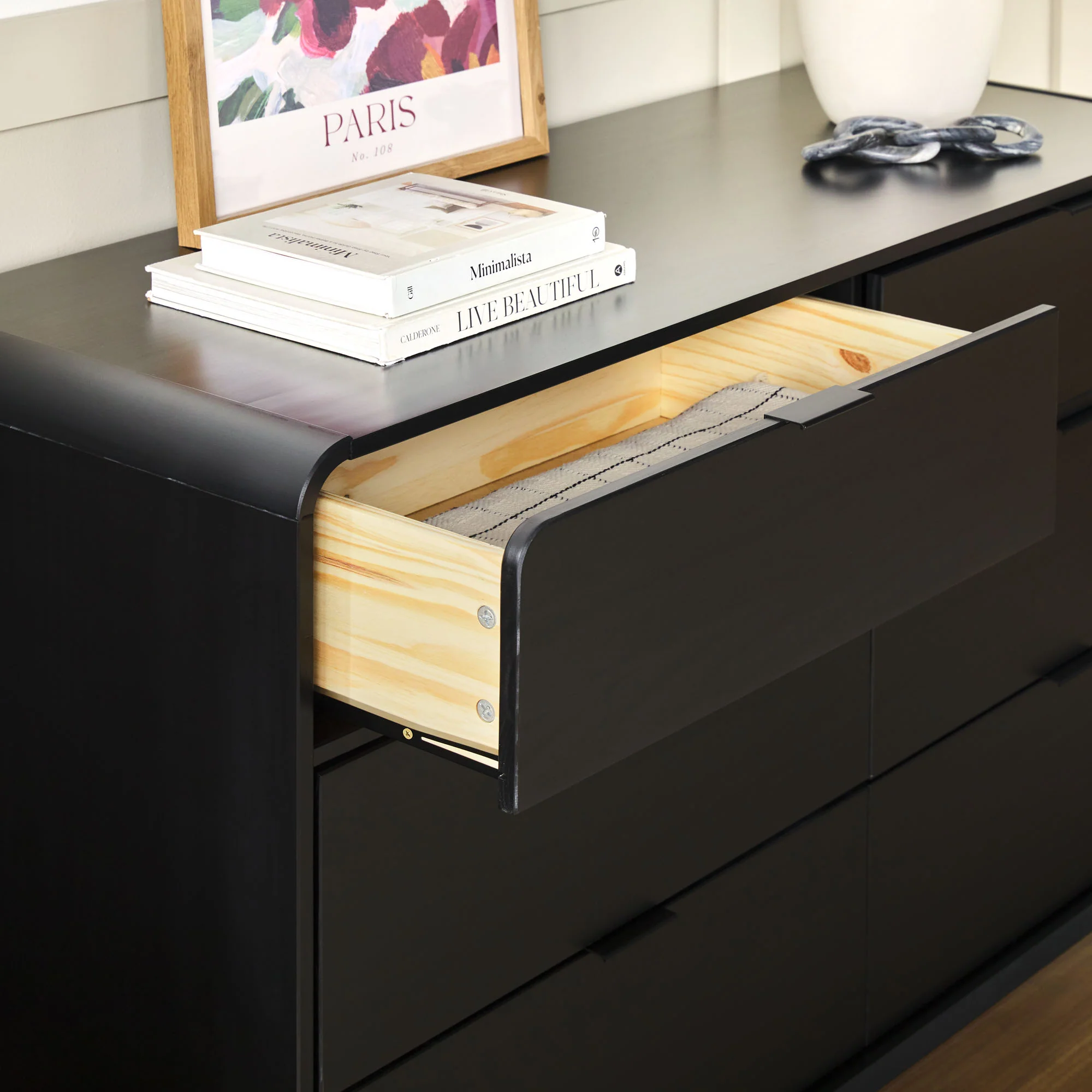 Elias 6-Drawer Contemporary Dresser with Curved Top