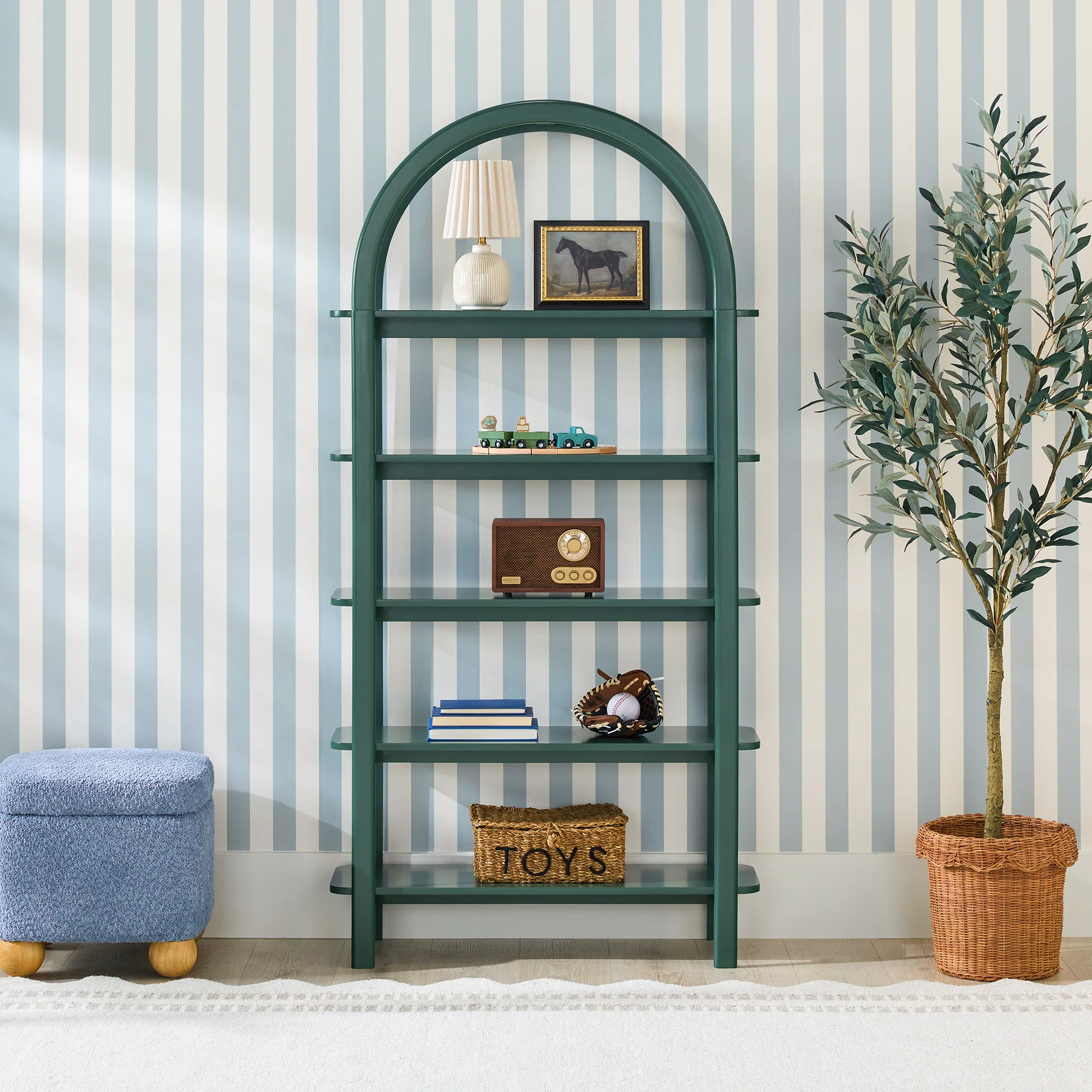 Zoey Modern Arched Wood Storage Bookcase