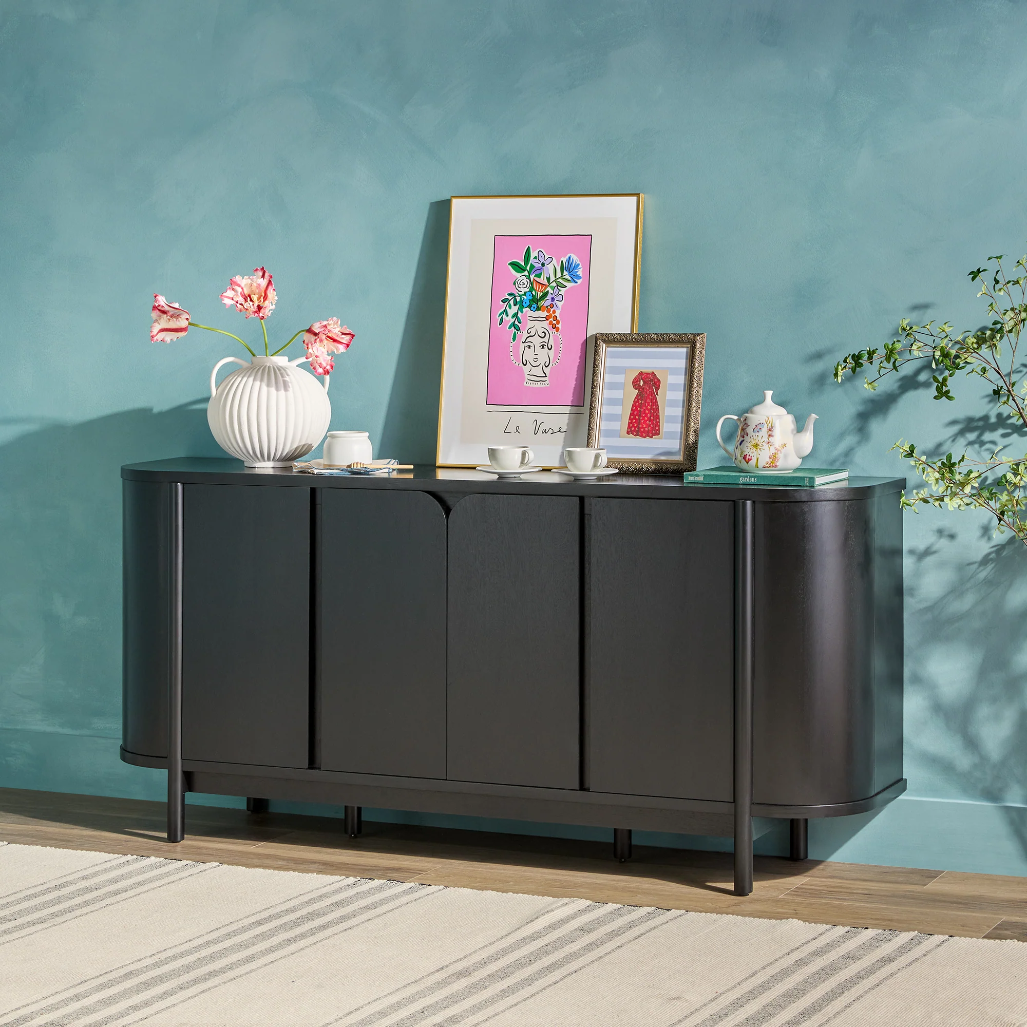 Ezra 70 Modern Curved Sideboard Cabinet