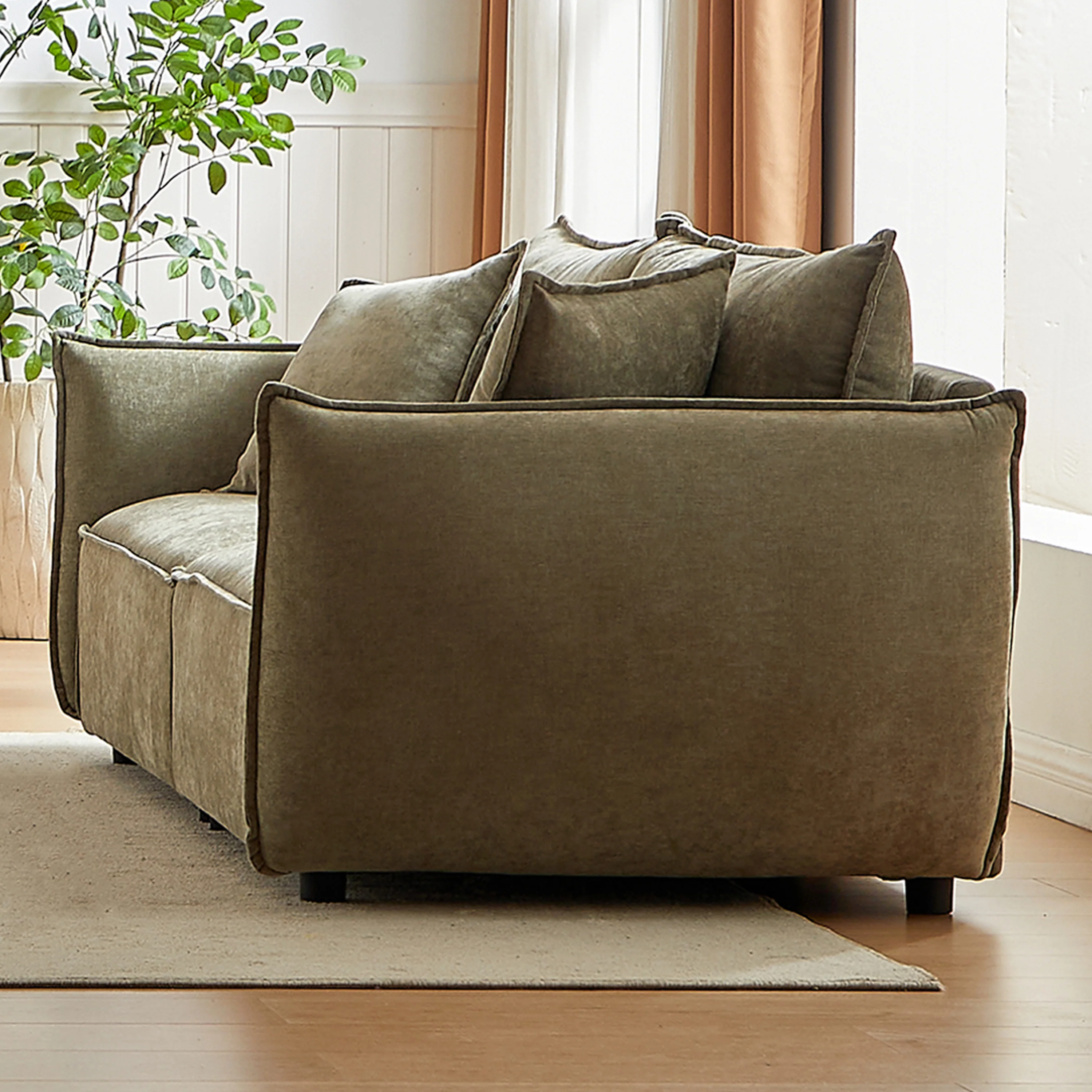 Walker Edison | Modern Chenille Wide Sofa with Pillows