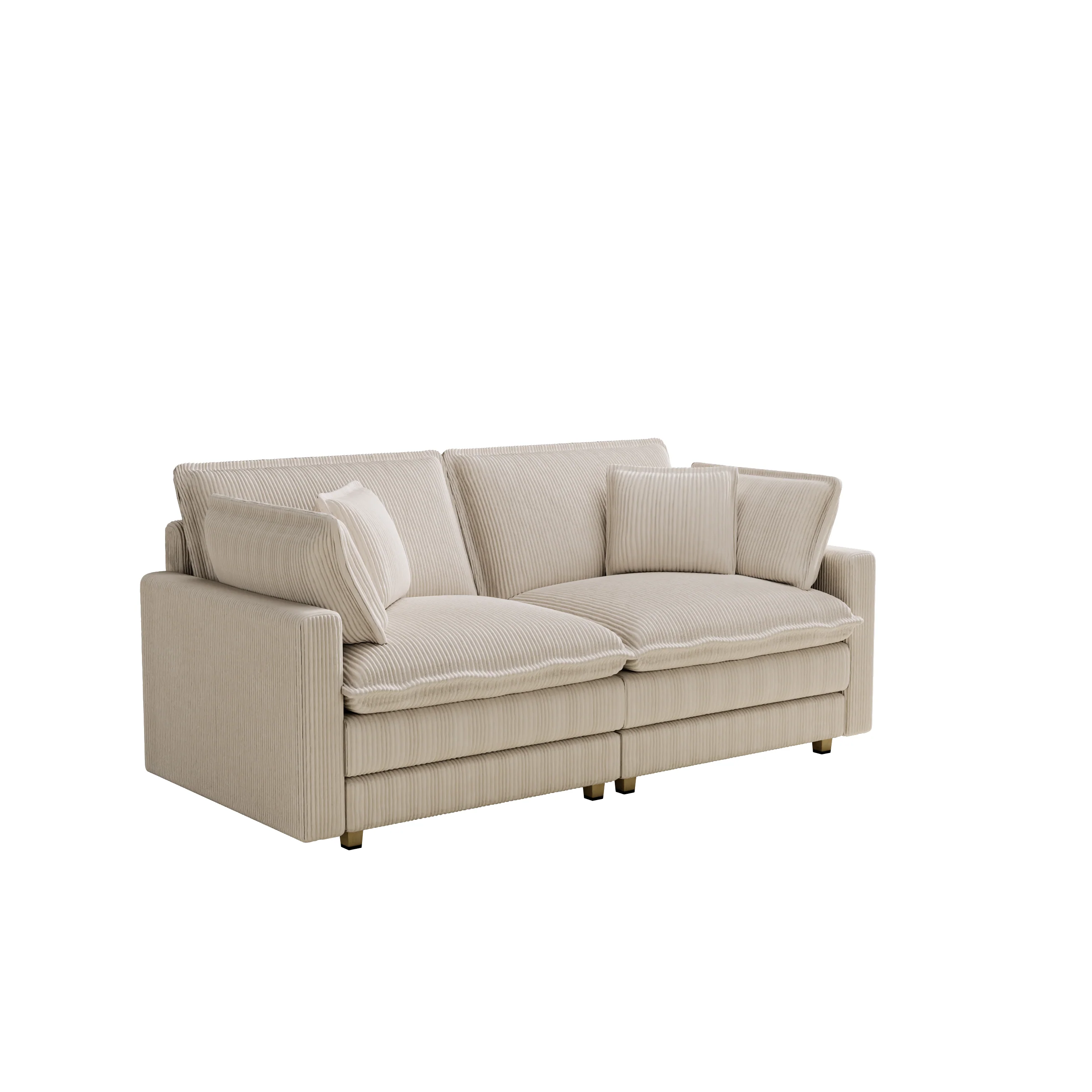 Walker Edison | Deep Seat Loveseat Sofa with Pillows