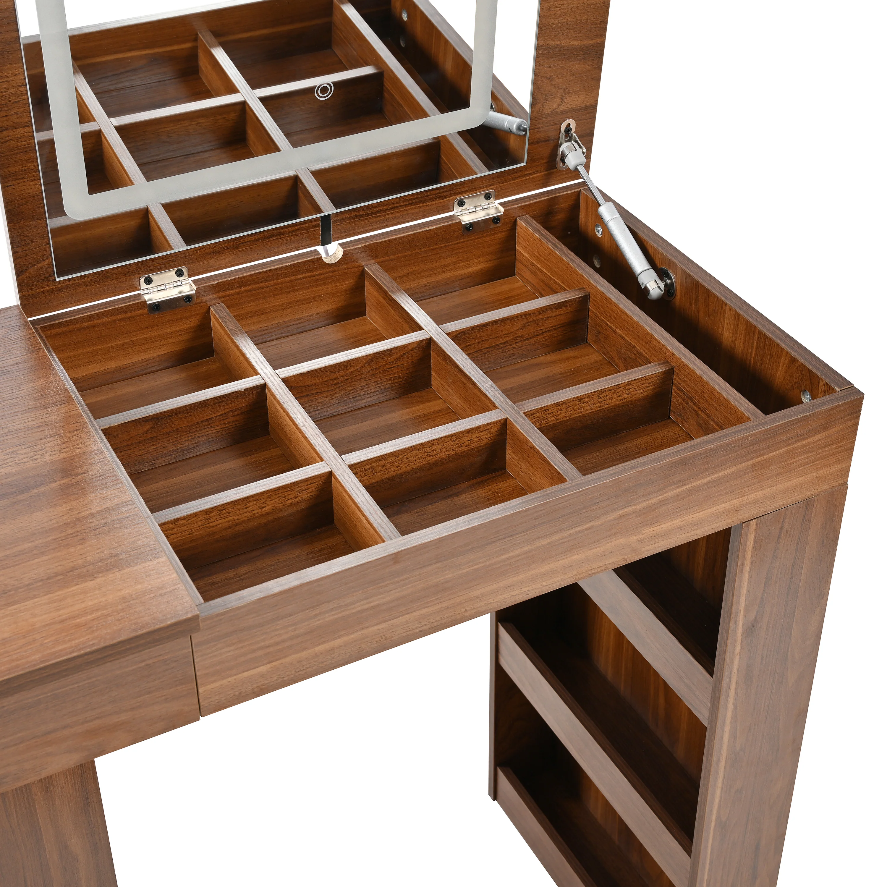 Walker Edison | Multi-Functional Vanity Desk/Dresser Set with Flip-Top Mirror and Lights