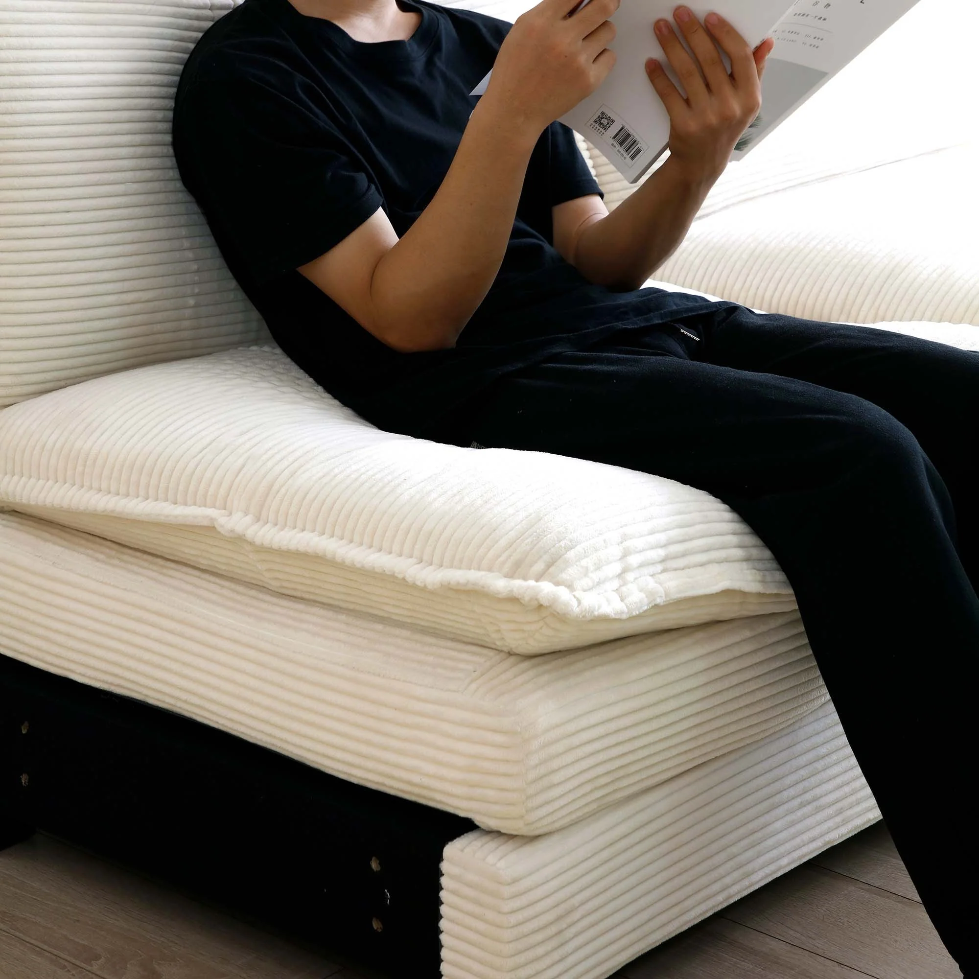 Walker Edison | Beige Corduroy Deep Seated Accent Chair Set