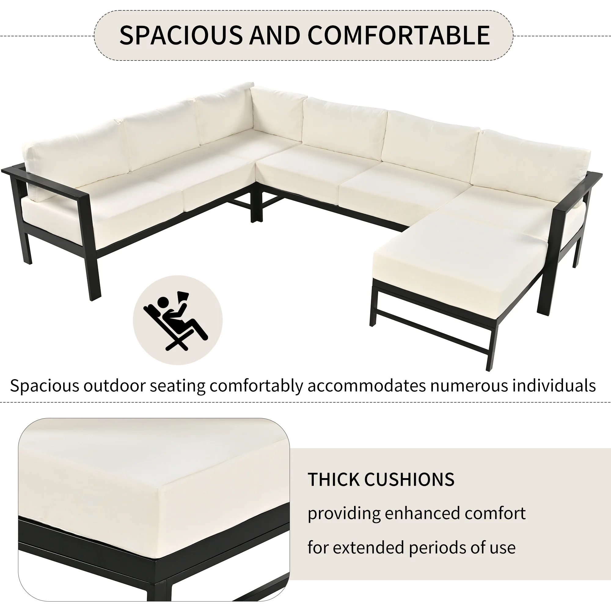 Walker Edison | Outdoor U-Shaped Sectional Sofa Set