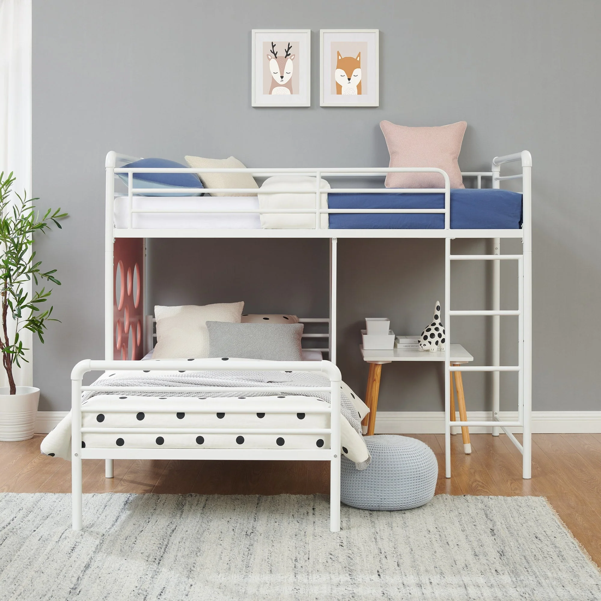 Devan 60 L-Shape Bunk Bed with Cut Out Panels