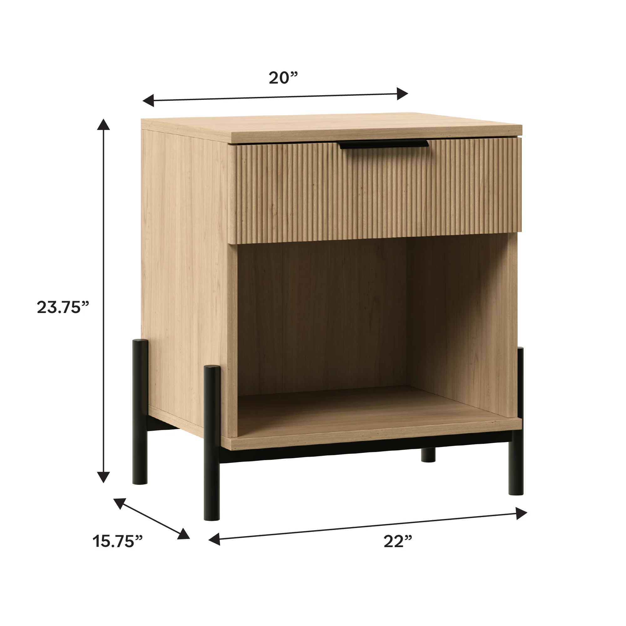 Paris Modern Scandinavian Reeded Nightstand