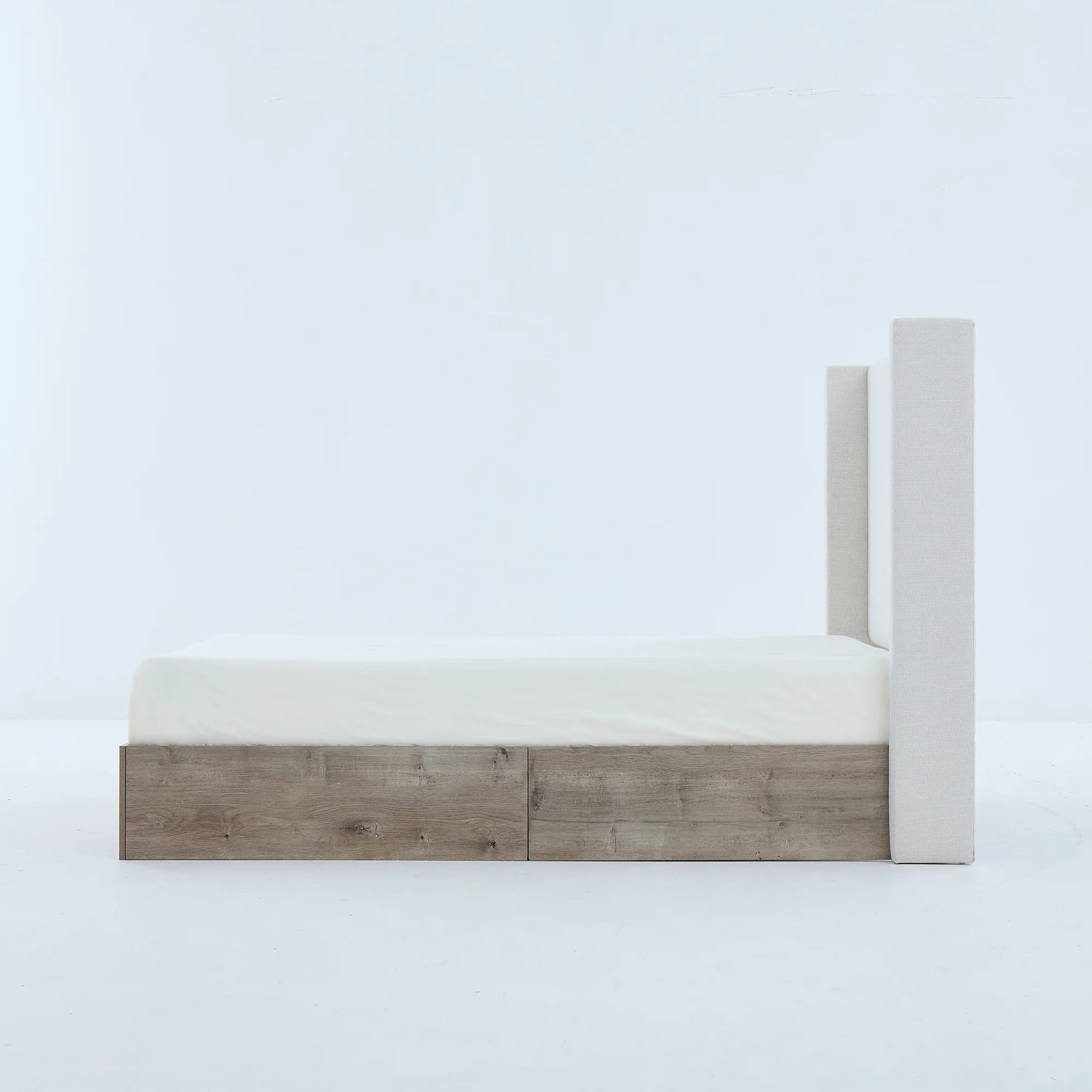 Walker Edison | Shelton 54' Queen Upholstered Wingback Bed and Wood Base