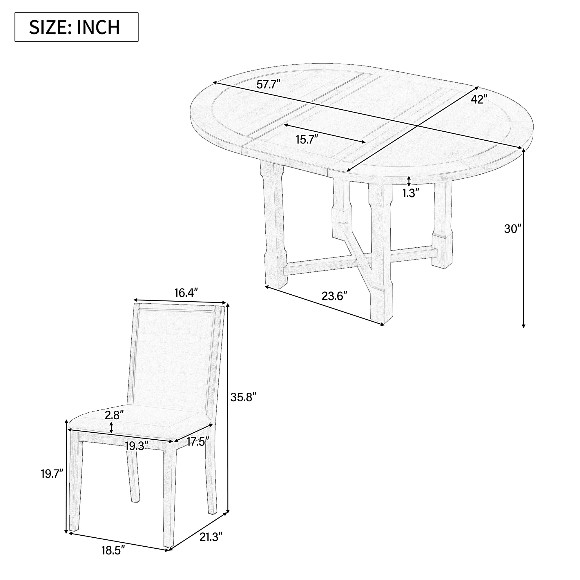 Walker Edison | Farmhouse Kitchen 5-Piece Extendable Dining Table Set for 4 with Upholstered Chair