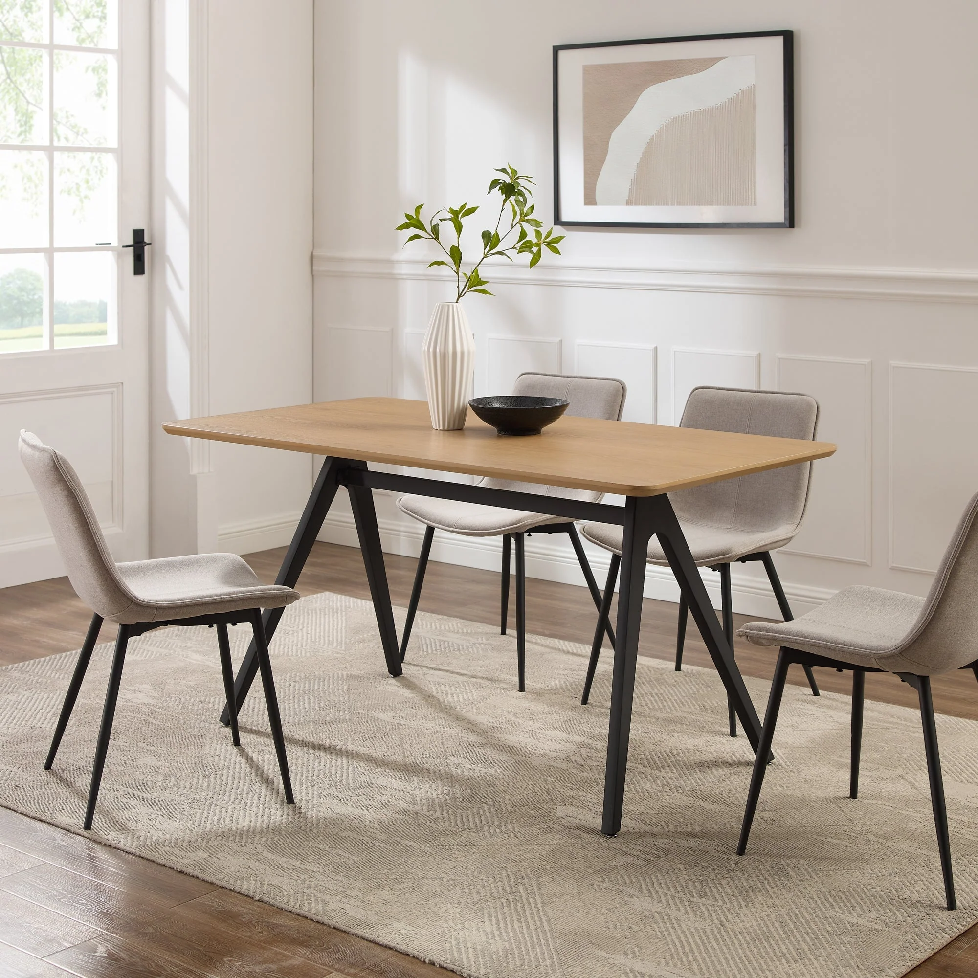 Garret 60 Modern Industrial Veneer and Metal Dining Table