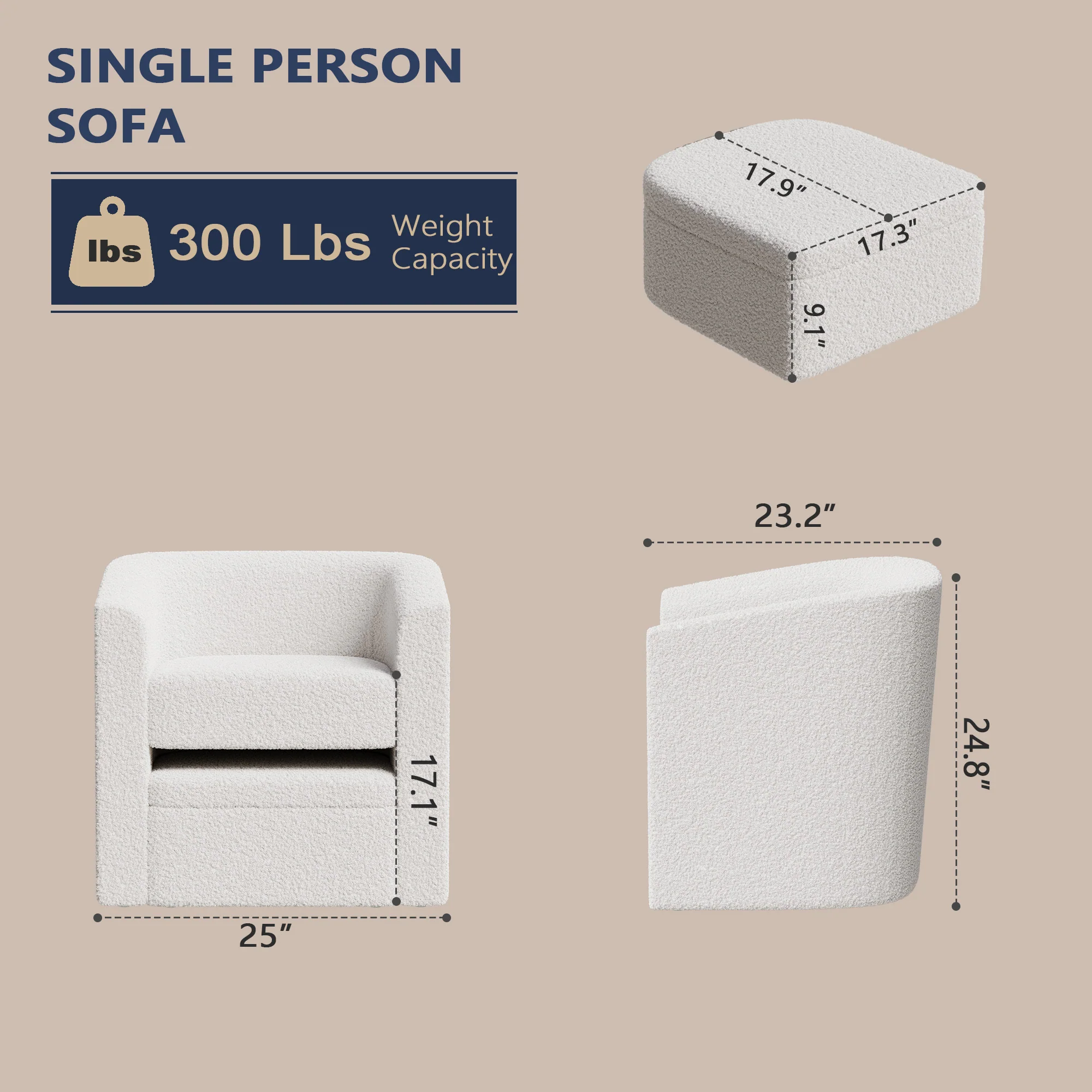 Walker Edison | Velvet Modern Accent chair and Footstool with Storage Set