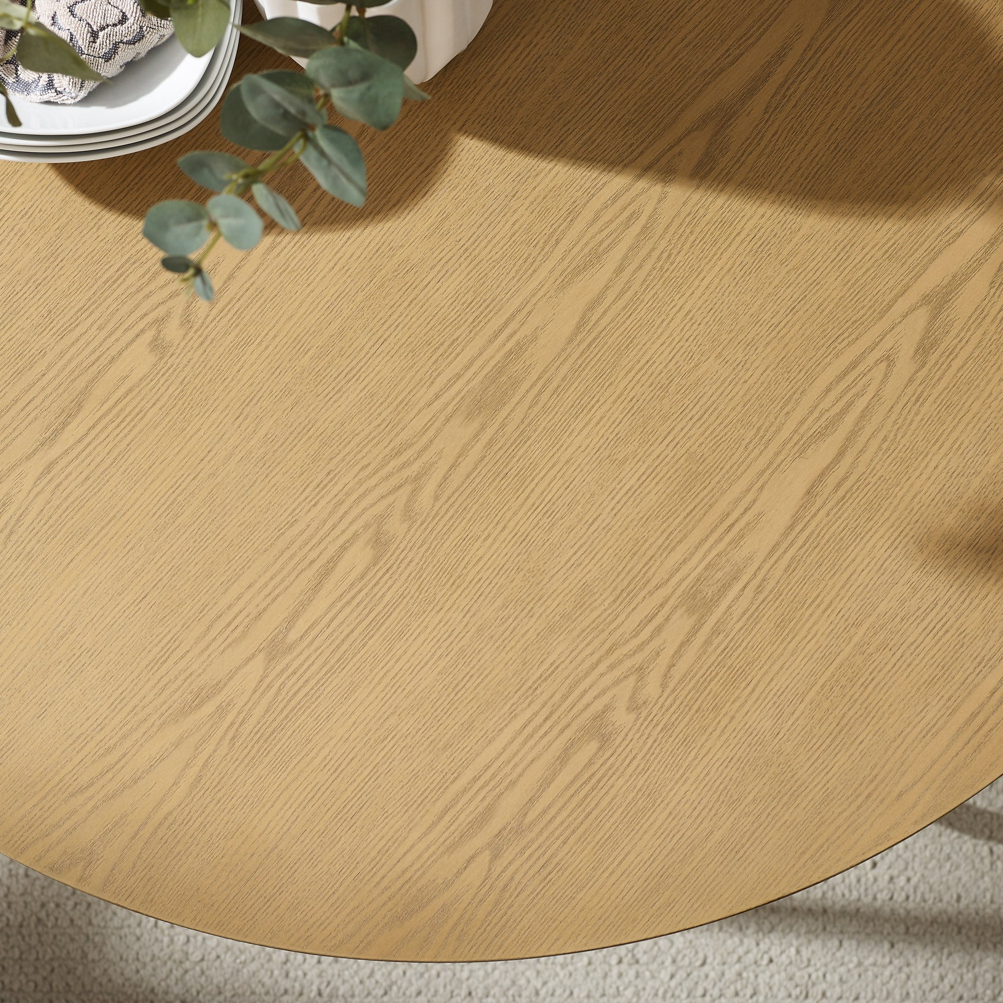 Alex 40 Modern Veneer and Metal Round Dining Table