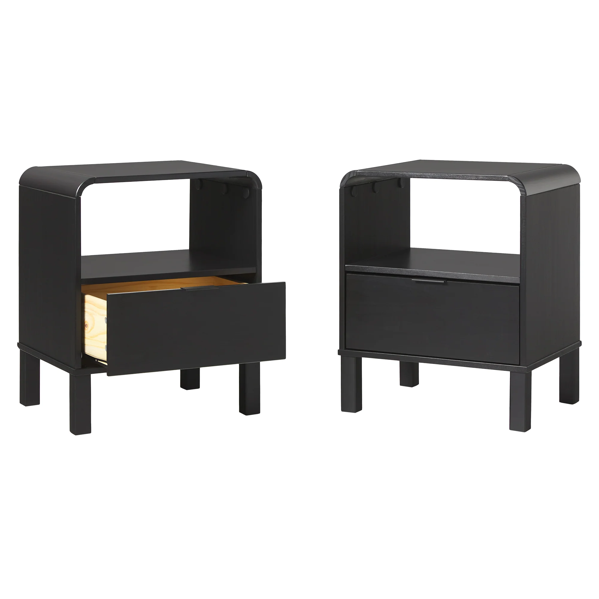 Elias Modern Curved-Frame Solid Wood Nightstand
