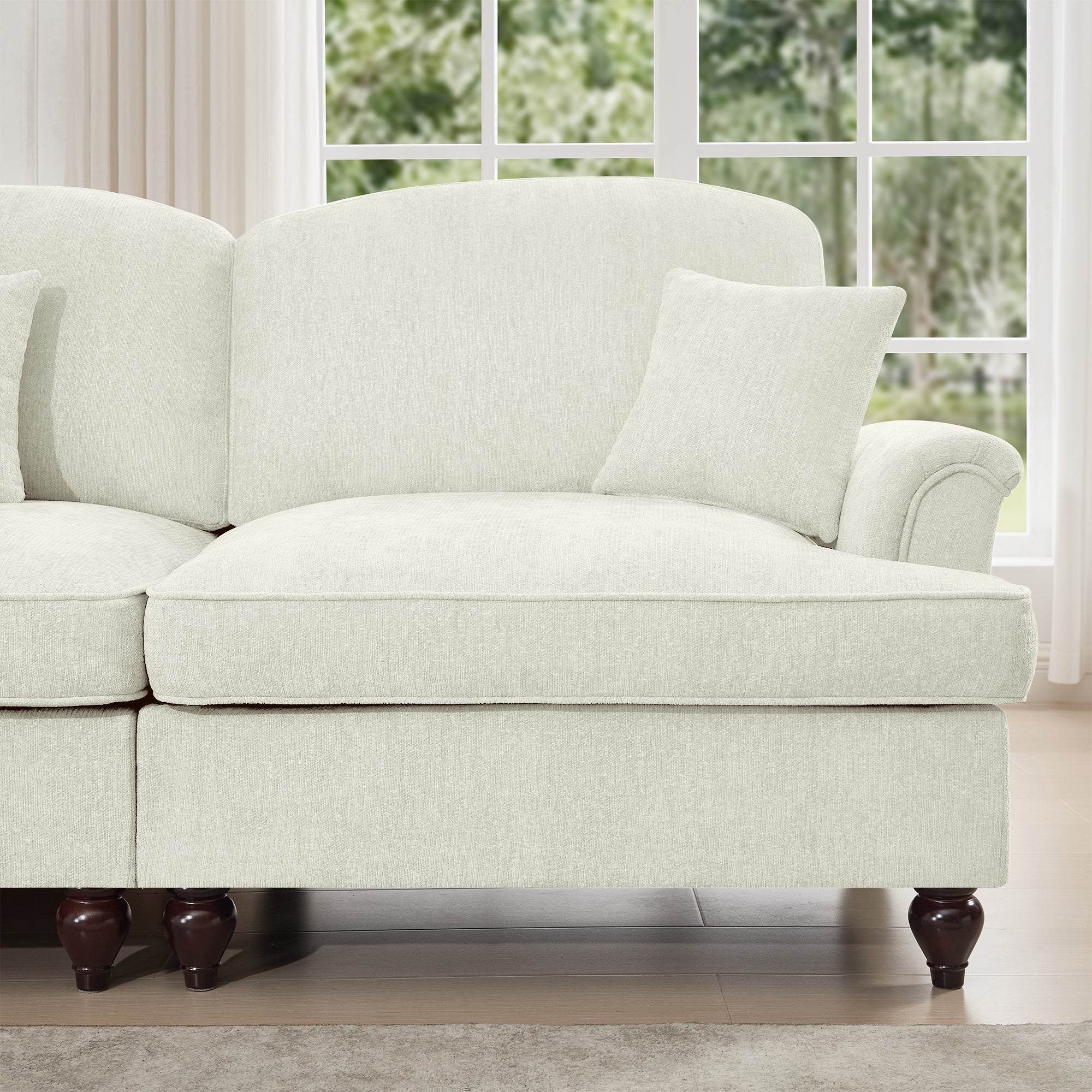 Walker Edison | 2 in 1 Classic Traditional Style Sectional Sofa with Removable Ruffles Pleats Skirts