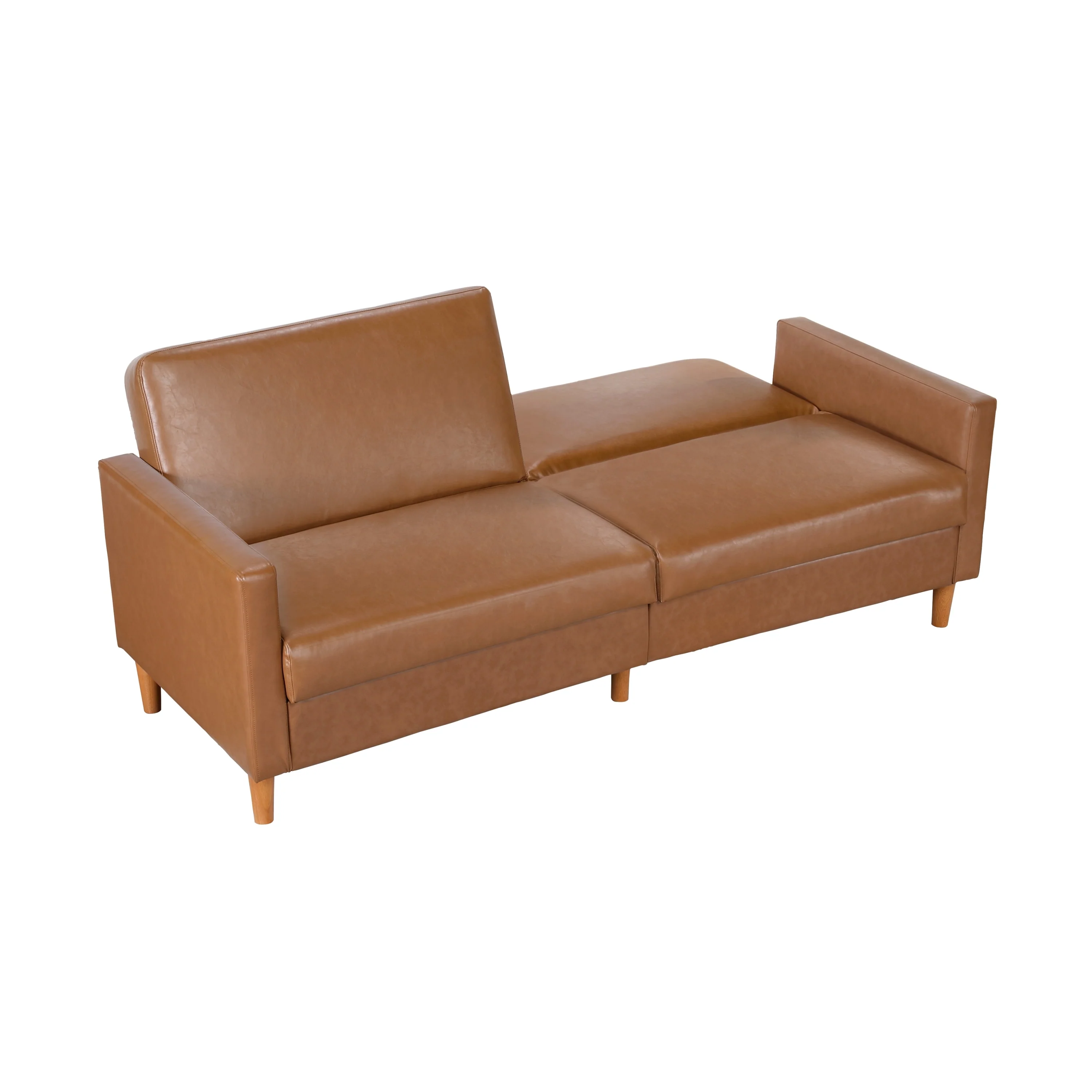 Walker Edison | Faux Leather Convertible Sleeper Sofa