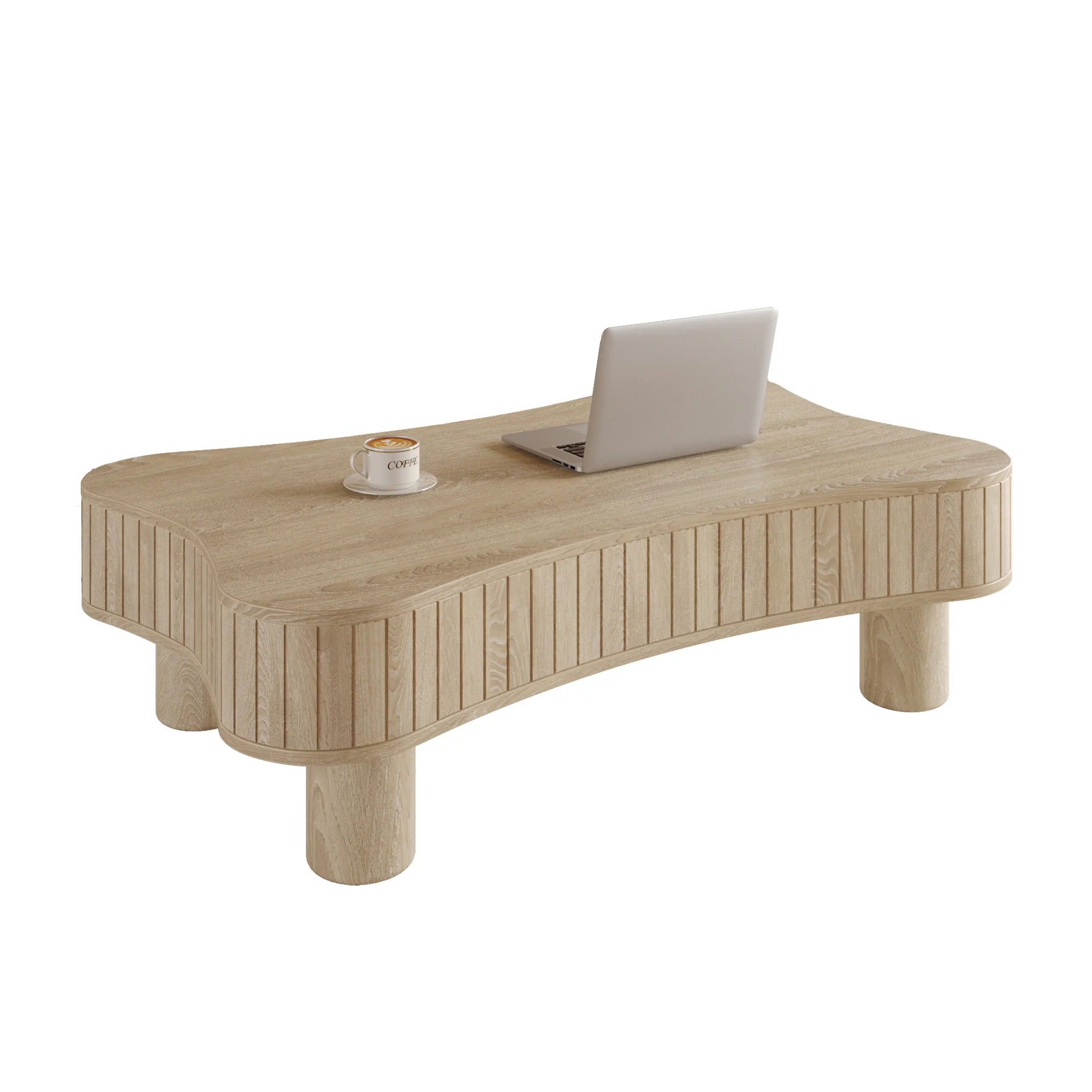 Walker Edison | Reeded Curve Design Lift Top Coffee Table and Desk