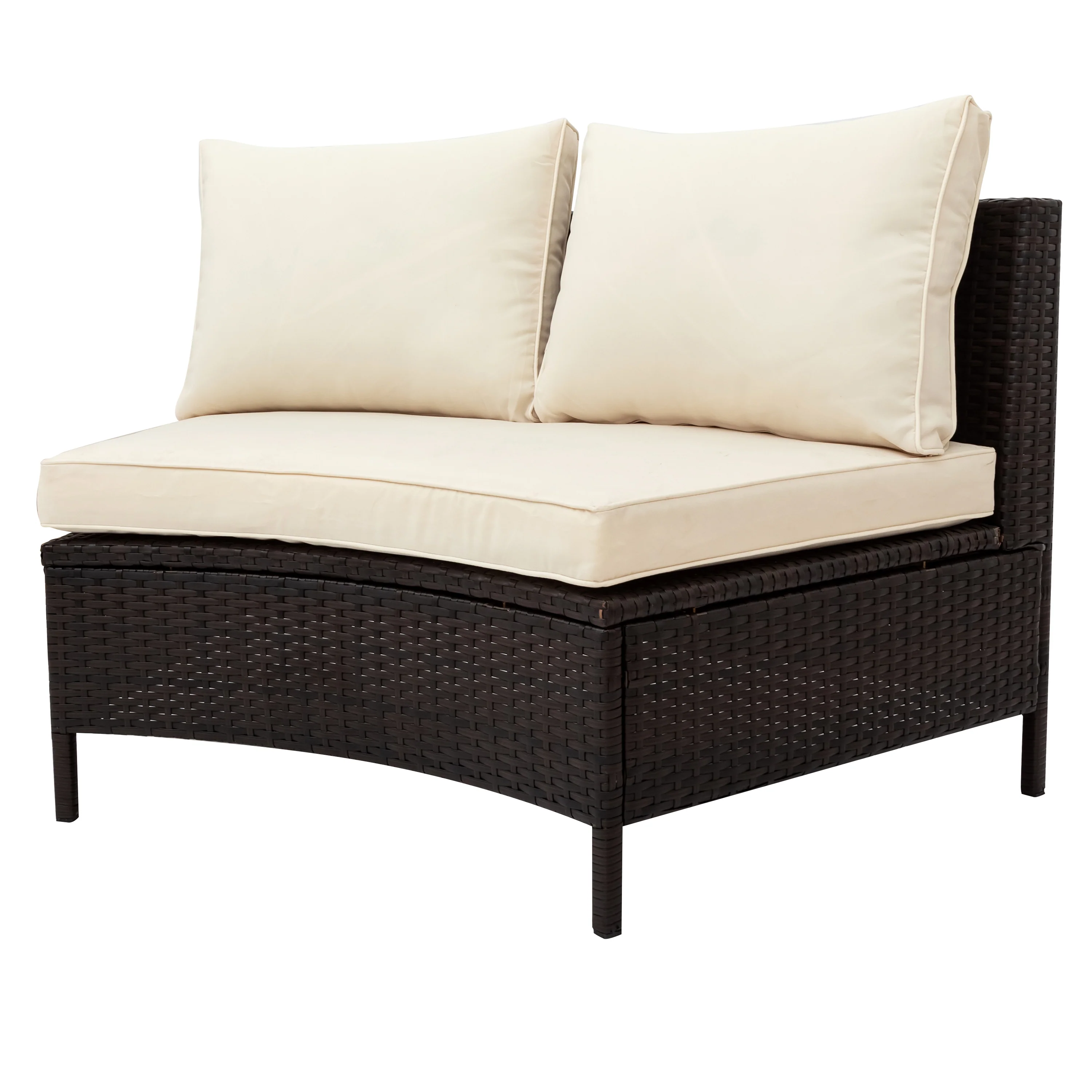 Walker Edison | Modern Wicker 5 Pieces All-Weather Wicker Sofa Set
