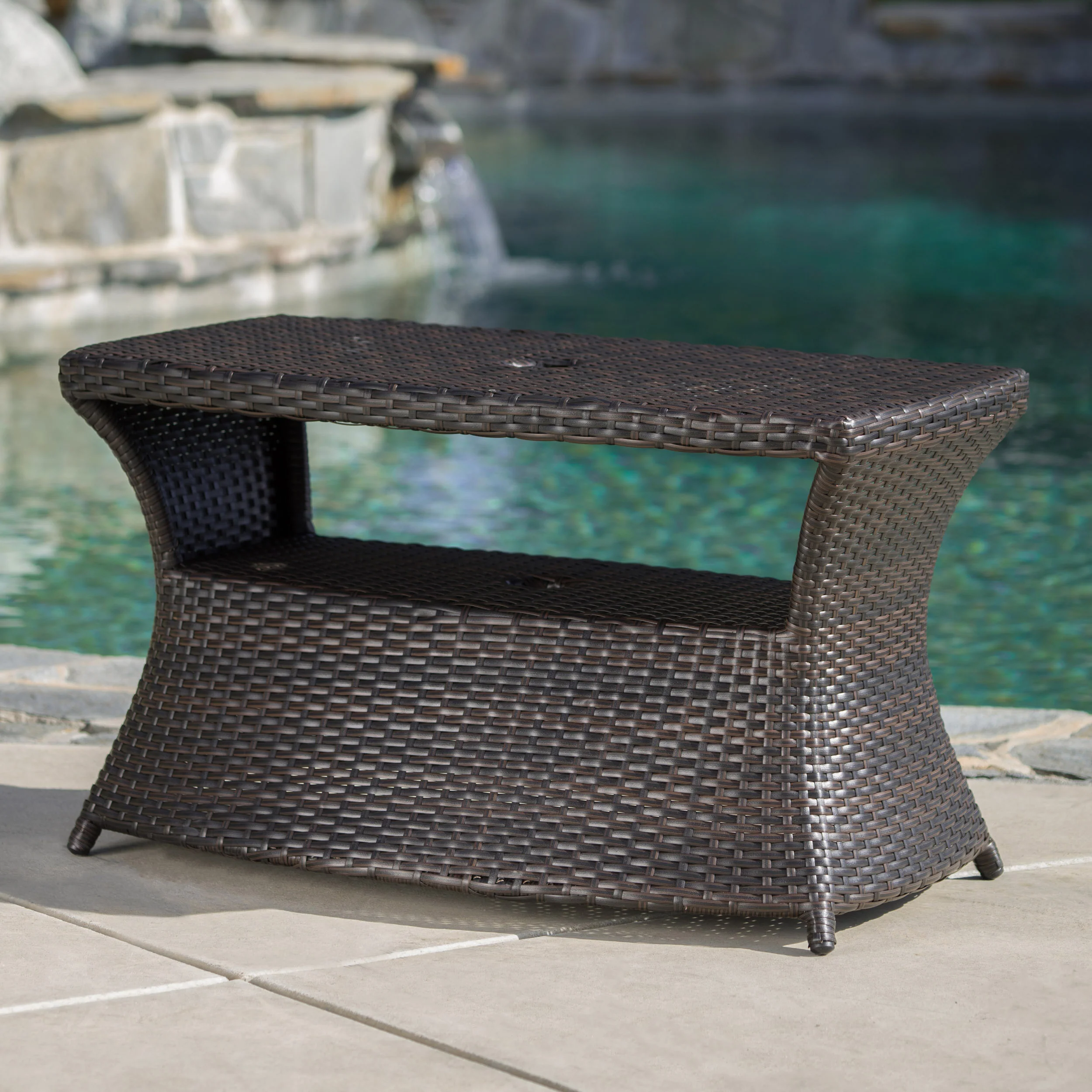 Walker Edison | Wicker Outdoor Patio Coffee Table