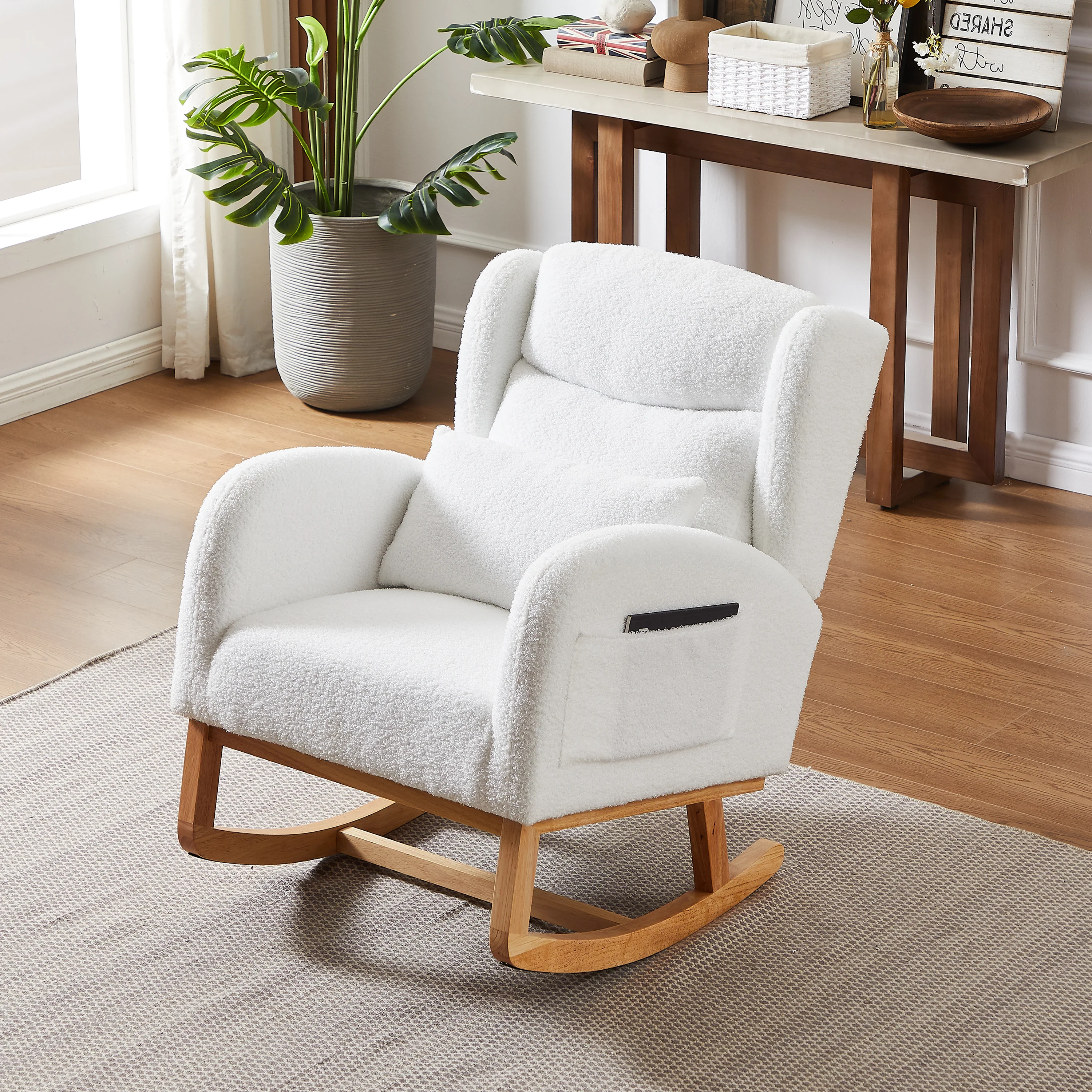 Walker Edison | Modern Boucle Lounge Arm Rocking Chair
