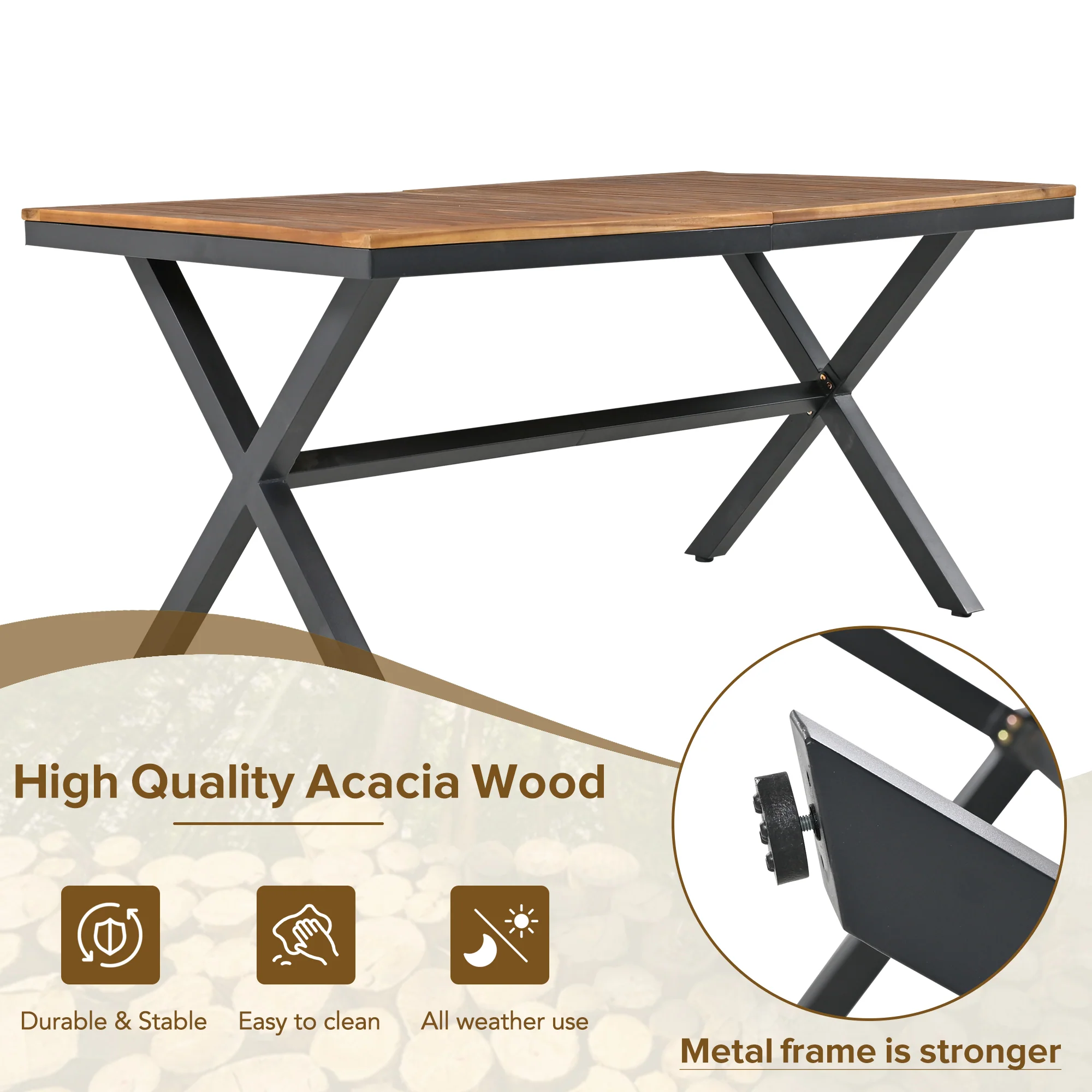 Walker Edison | Rope Modern Design 7 Piece Patio Dining Set