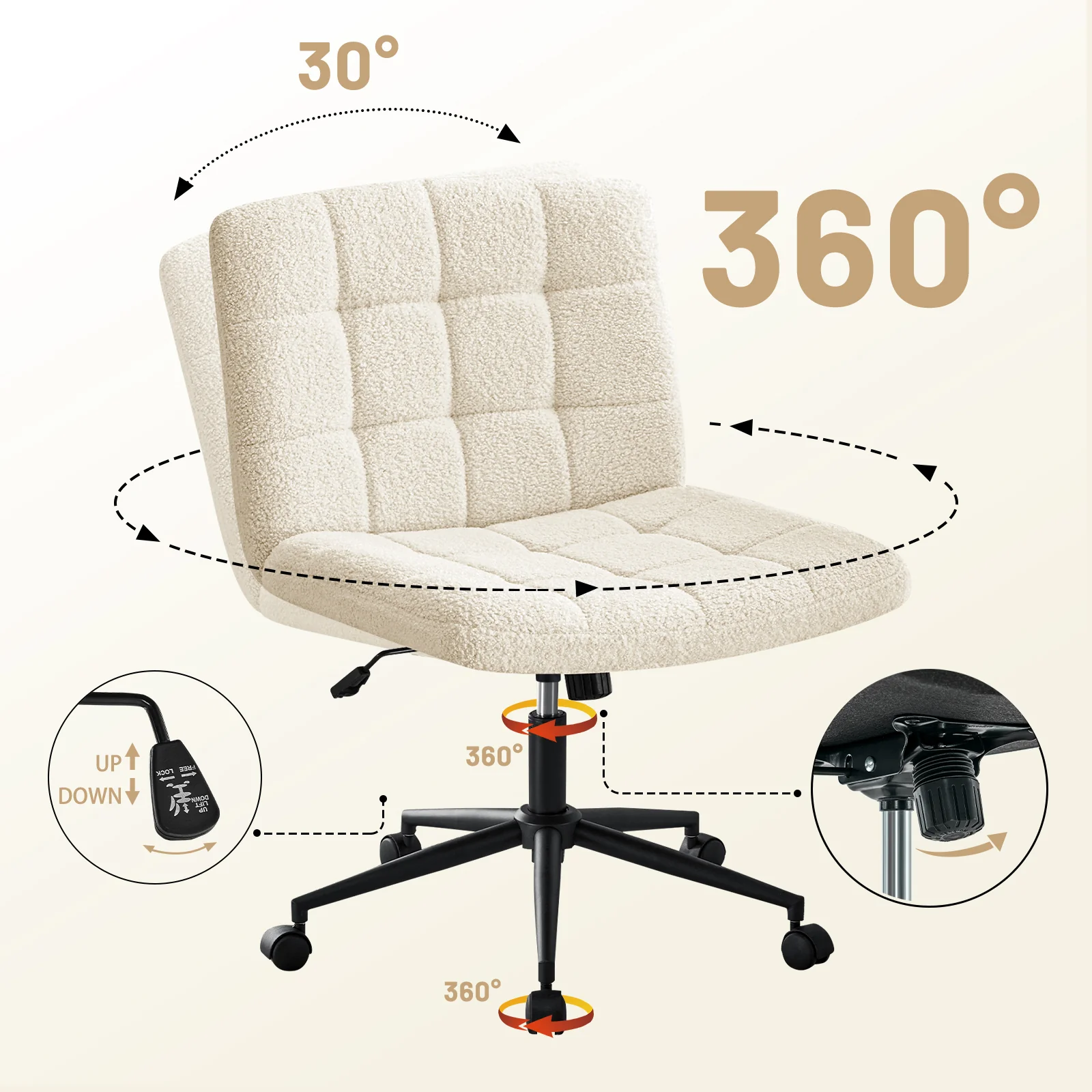Walker Edison | Viral Wide Seat Sherpa Home Office Desk Chair with Wheels