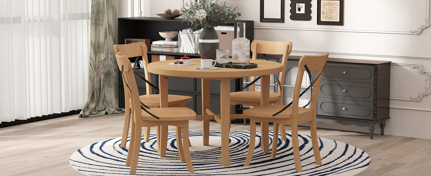 Walker Edison | Retro Simple 5-piece Dining Set with 4 Chairs