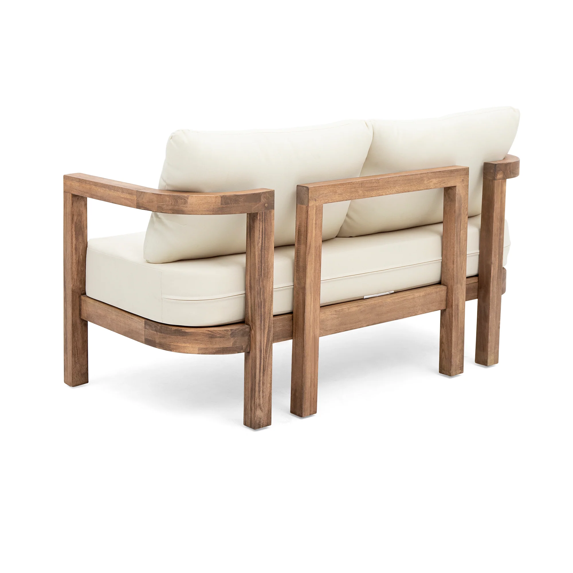 Walker Edison | Modern Outdoor Acacia Wood Patio Loveseat and Coffee Table