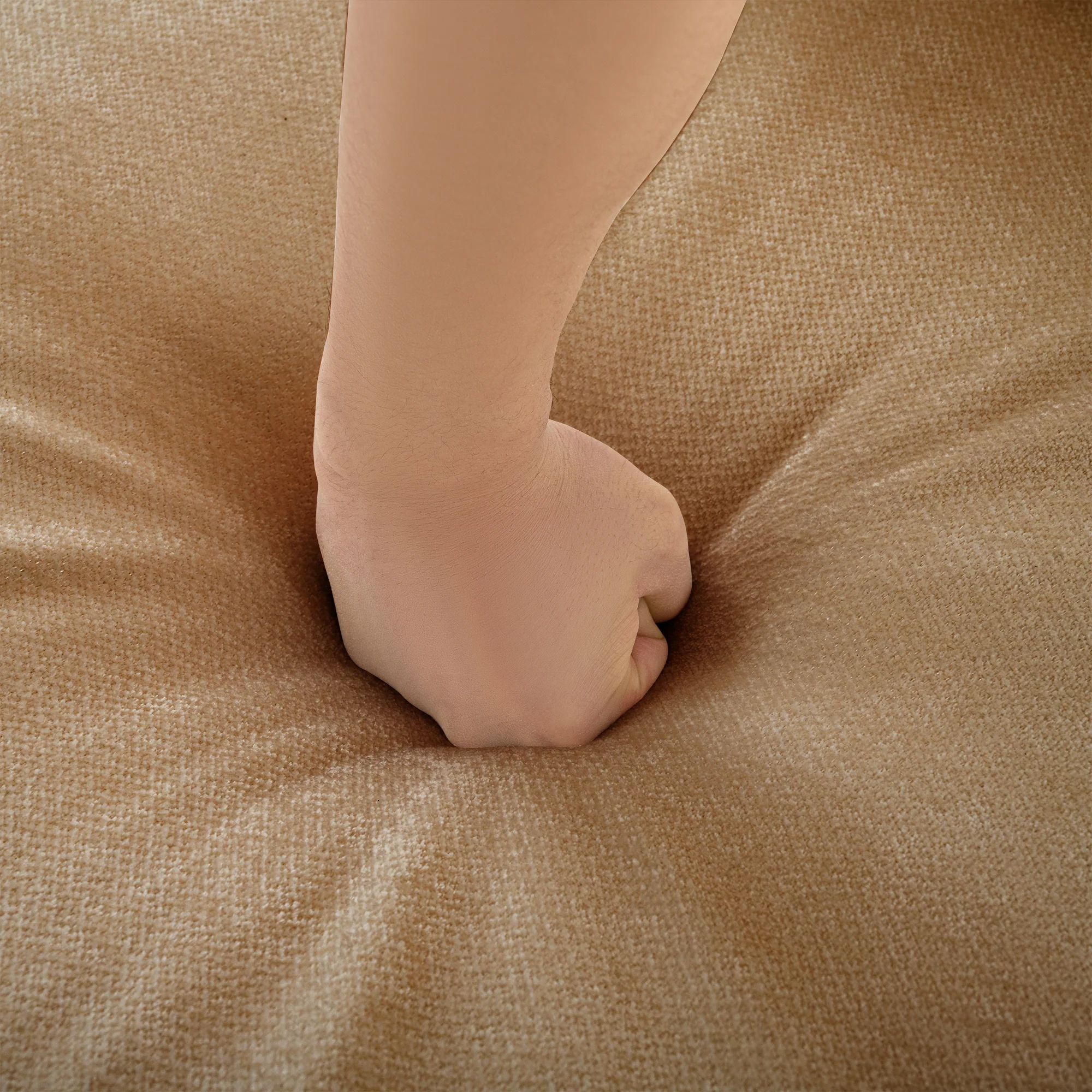 Walker Edison | Elegant Camel Chenille Sofa with Storage Seat and Ottoman