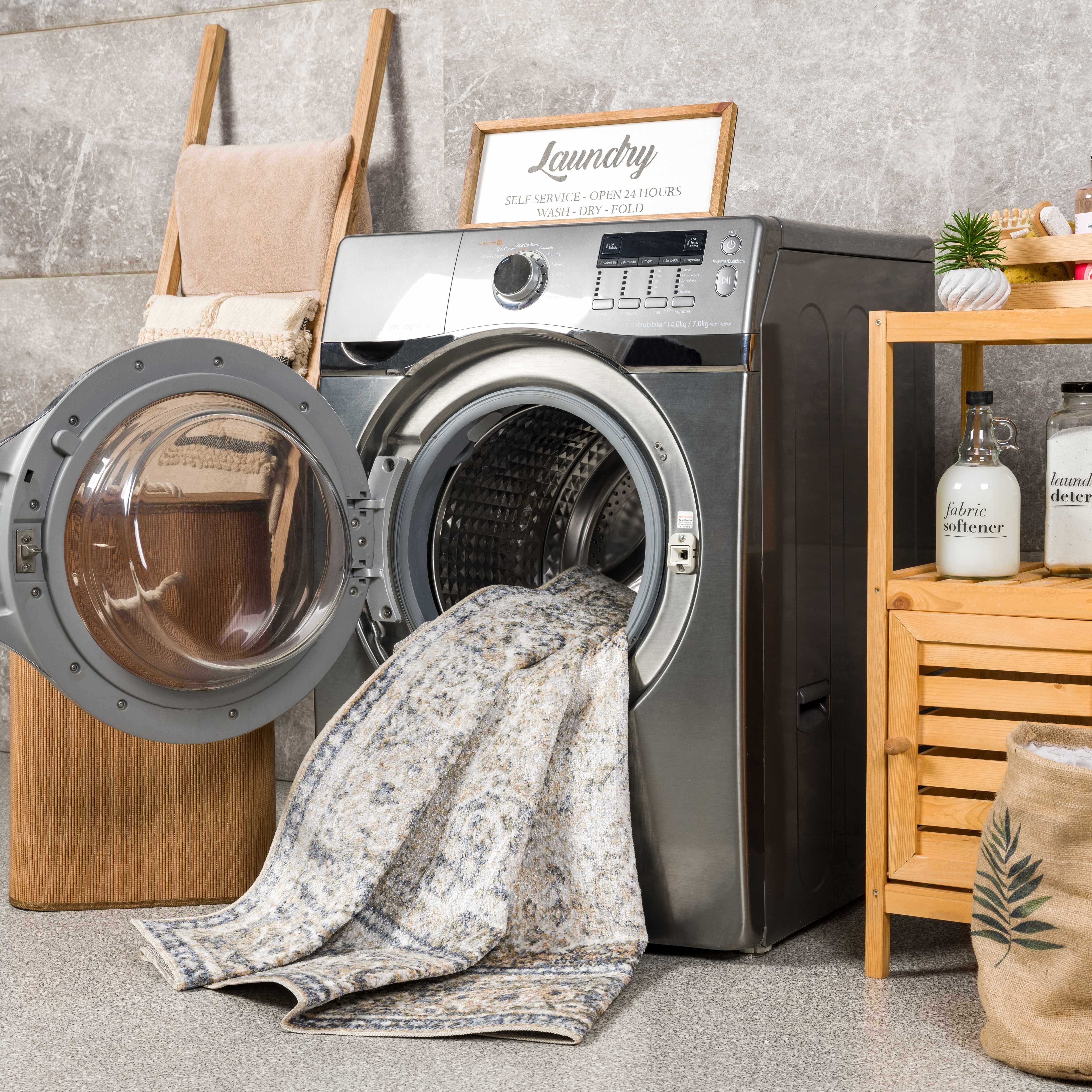 Boutique Rugs - Arias Cream & Blue Washable Area Rug