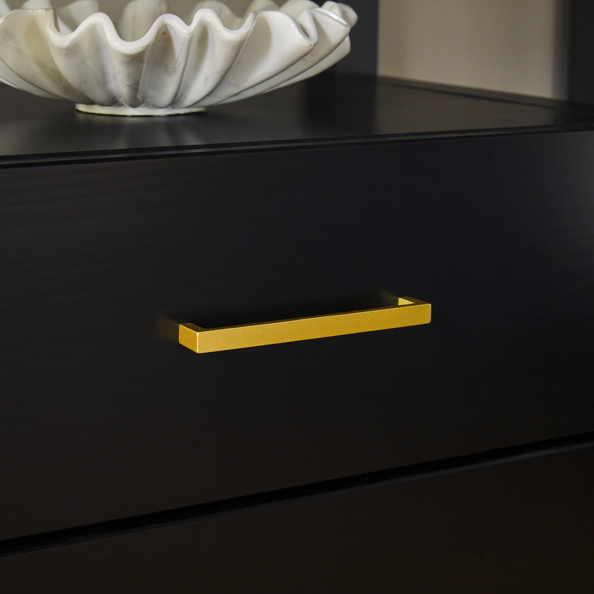 Isla Modern Easy Assembly Solid Wood 2-Drawer Nightstand Side Table with Glass Top