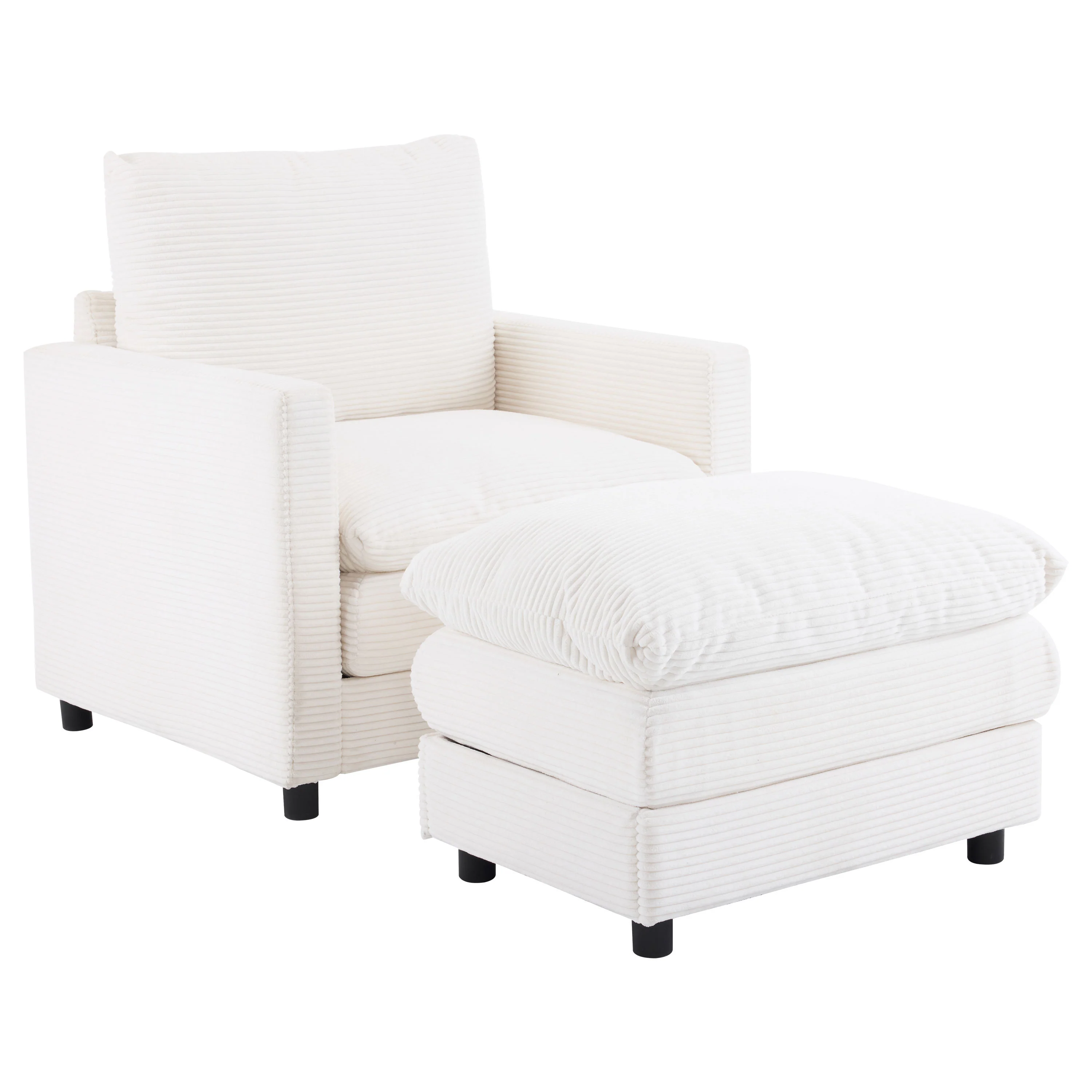 Walker Edison | Corduroy Armchair with Ottoman