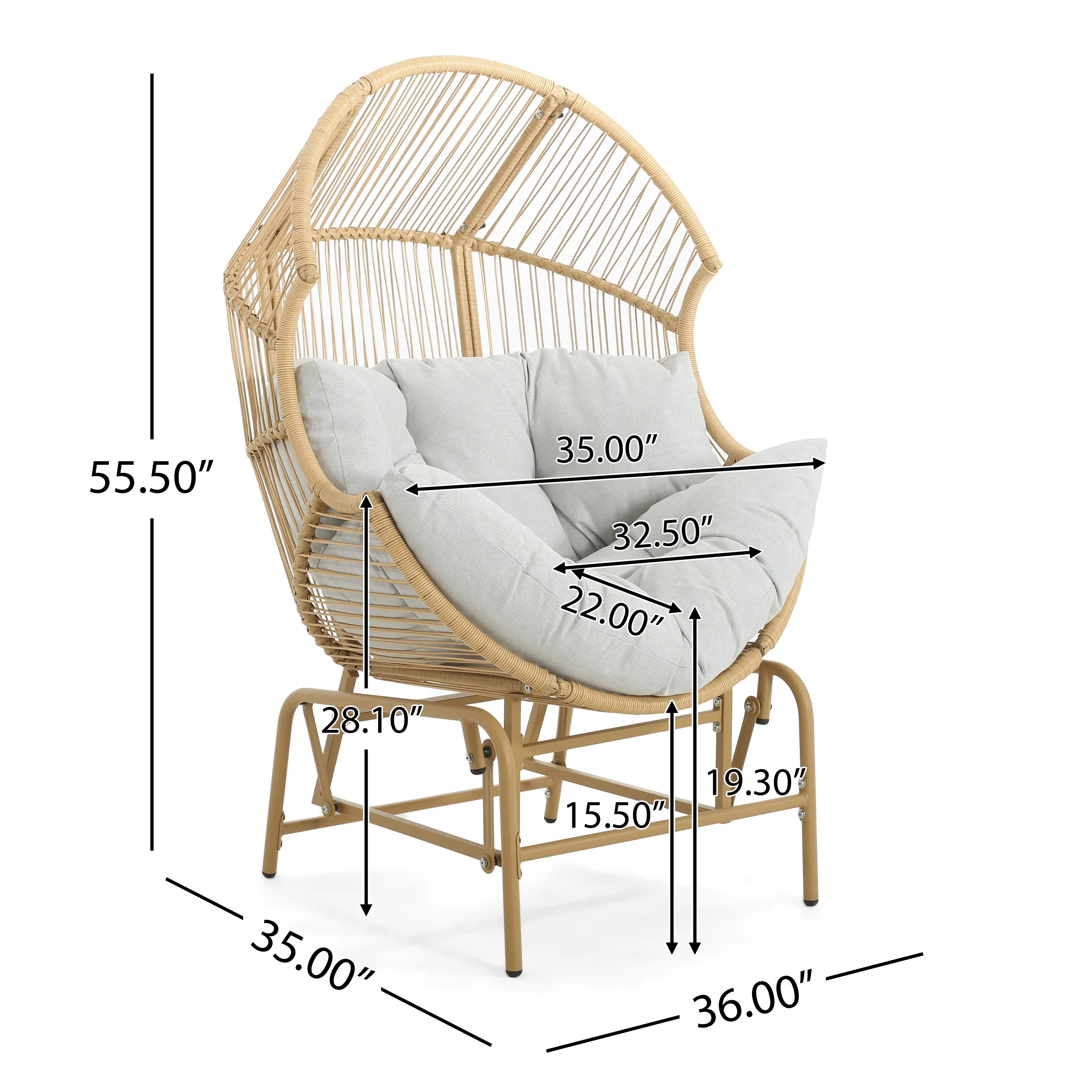 Walker Edison | Palos Outdoor Wicker Glider Chair