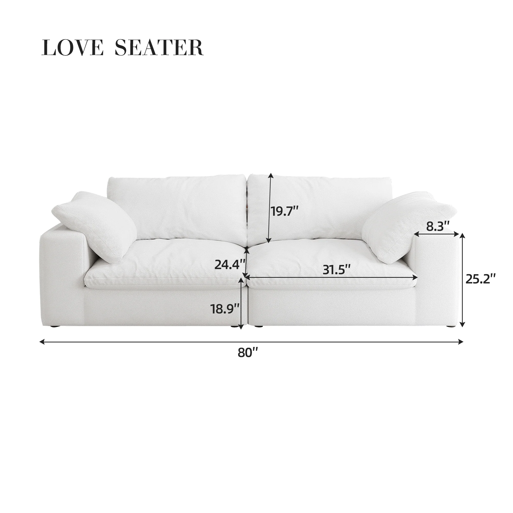 Walker Edison | Cloud Modular 80' Down Filled Loveseat Sofa