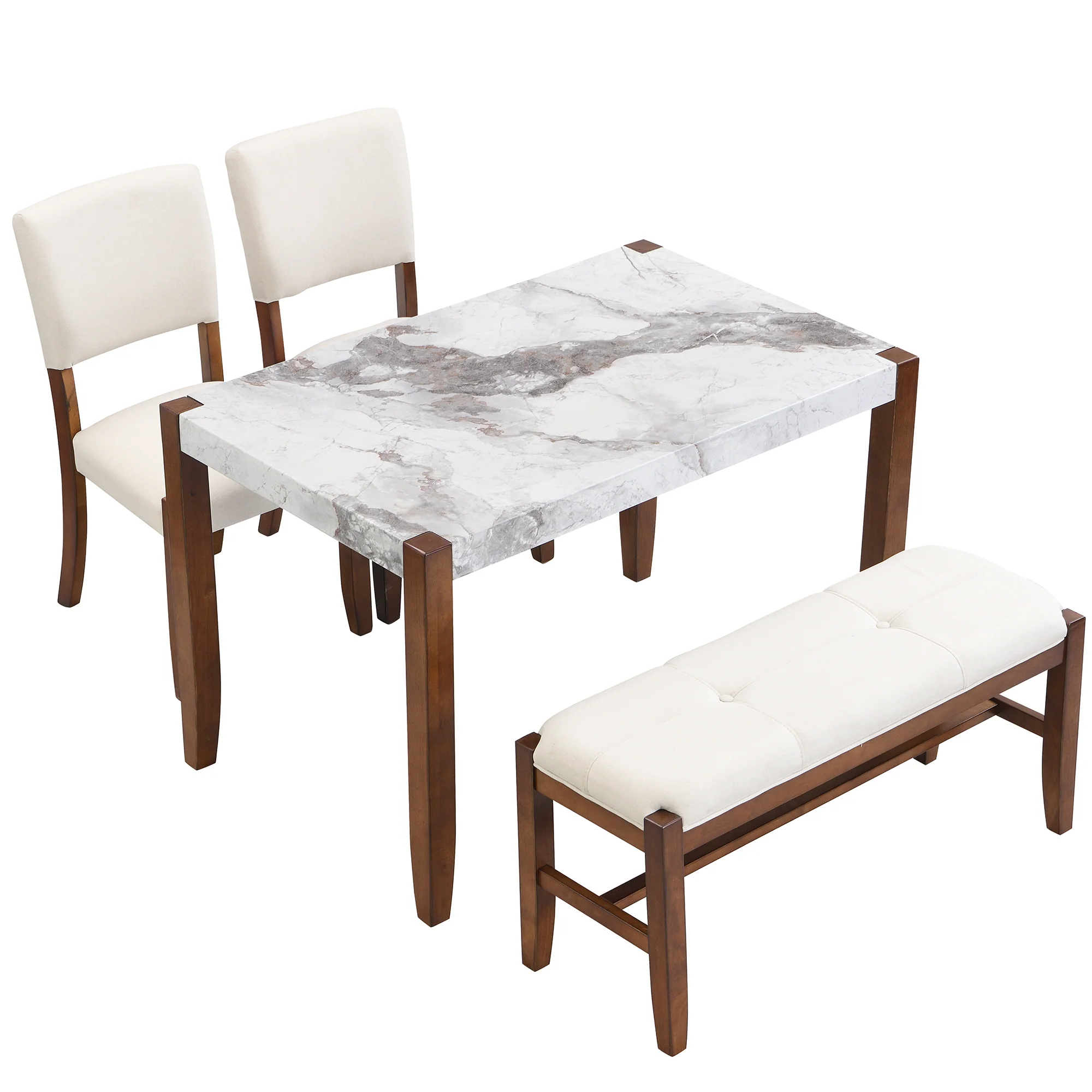 Walker Edison | Faux Marble 4-Piece Modern 46' Dining Set
