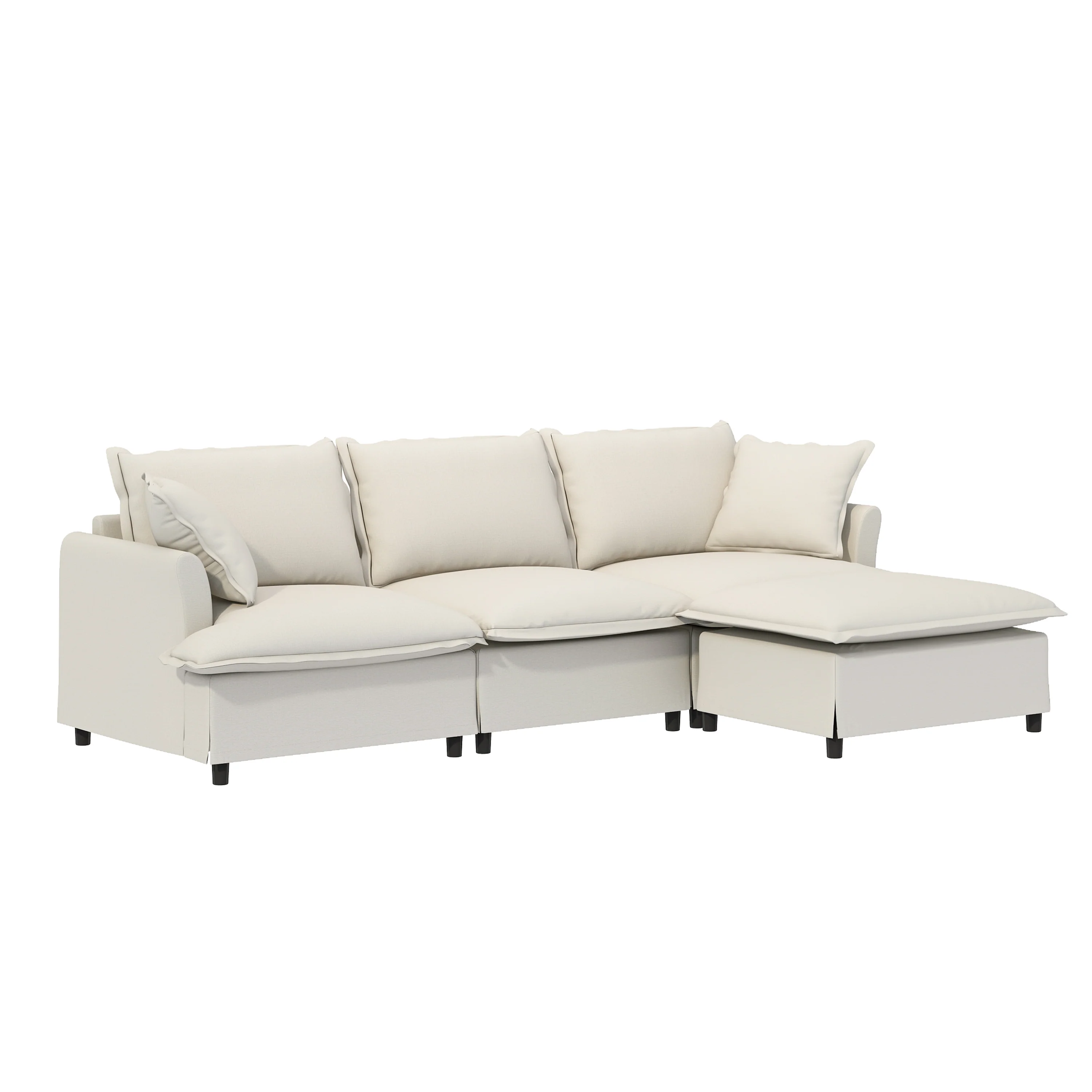Walker Edison | Chenille Sectional Sofa with Ottoman