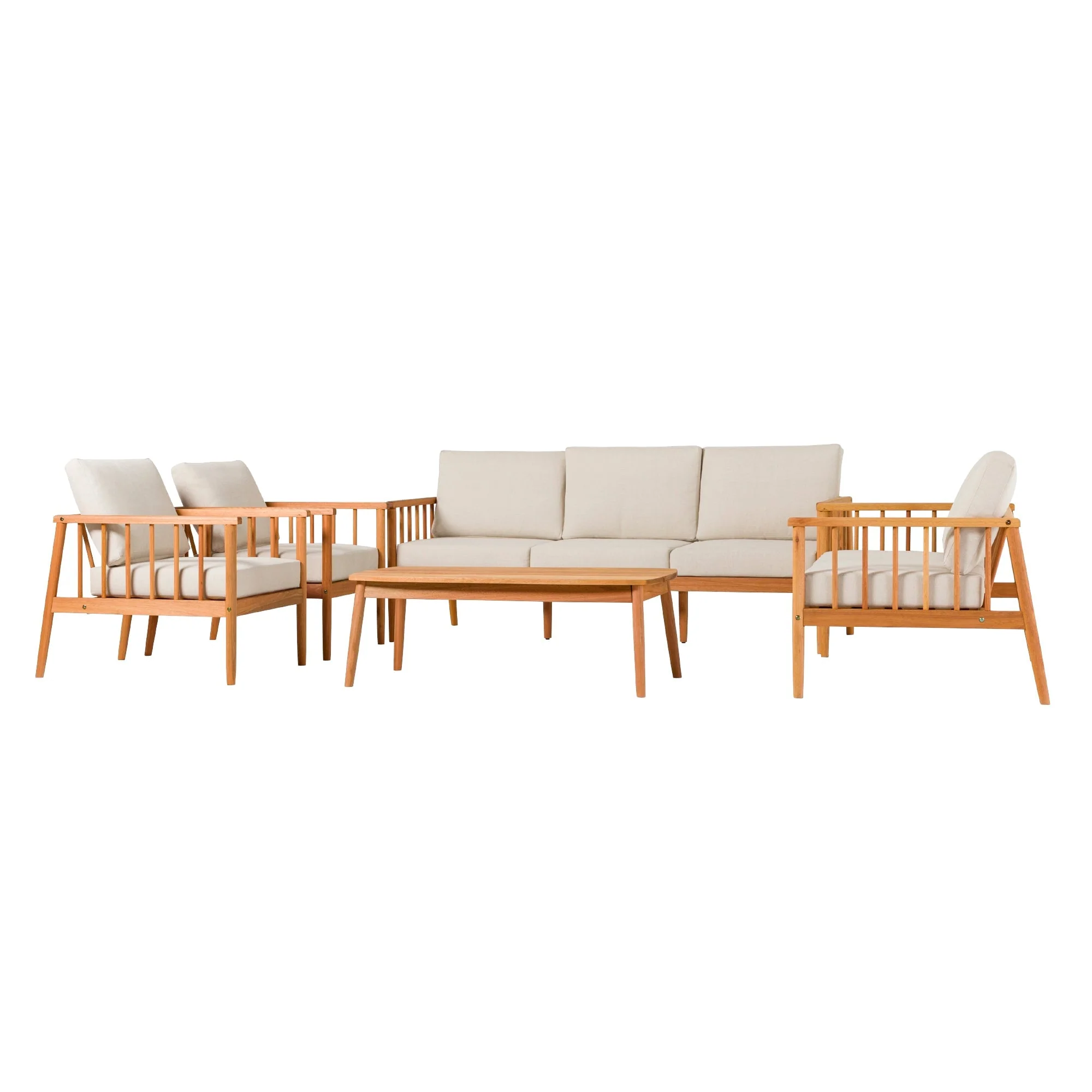Circa Modern 5-Piece Solid Wood Spindle Patio Chat Set