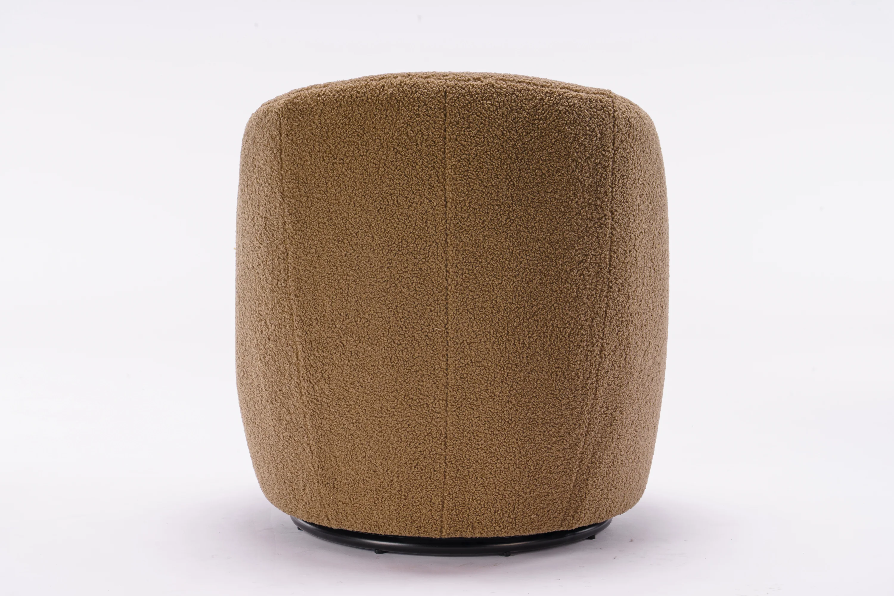 Walker Edison | Teddy Fabric Swivel Accent Armchair Barrel Chair With Black Powder Coating Metal Ring, Coffee Brown