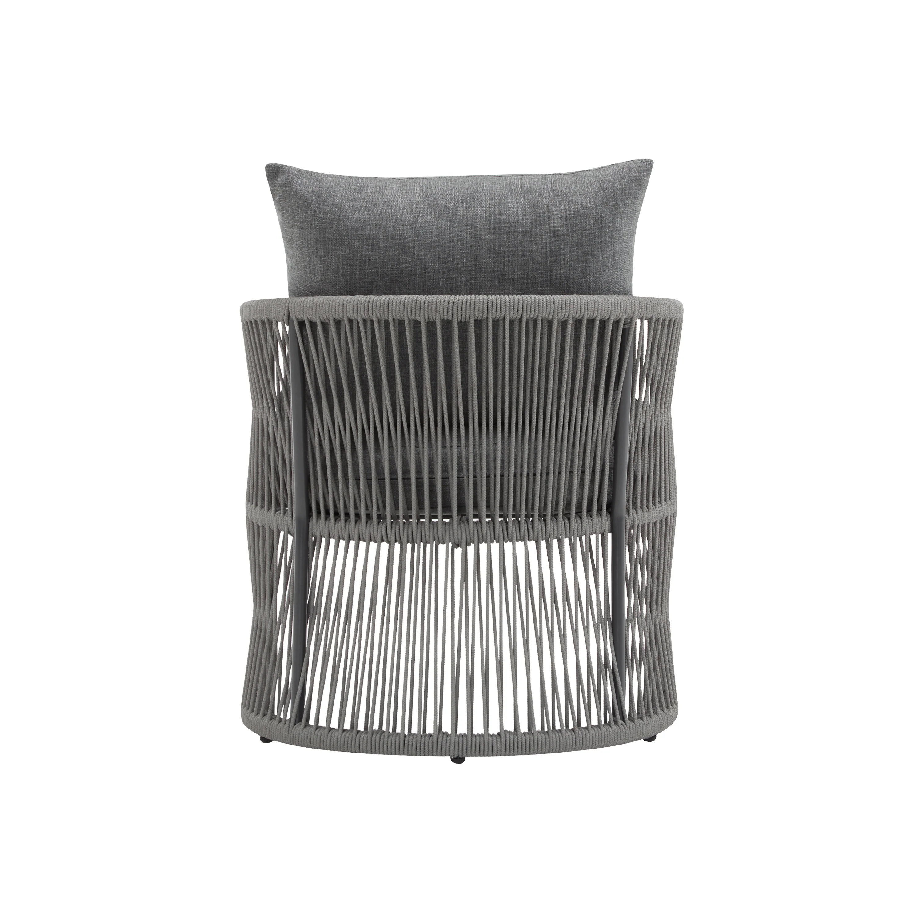 Walker Edison | Stylish Rope-Weave Gray Curved Outdoor Chairs Set of 2