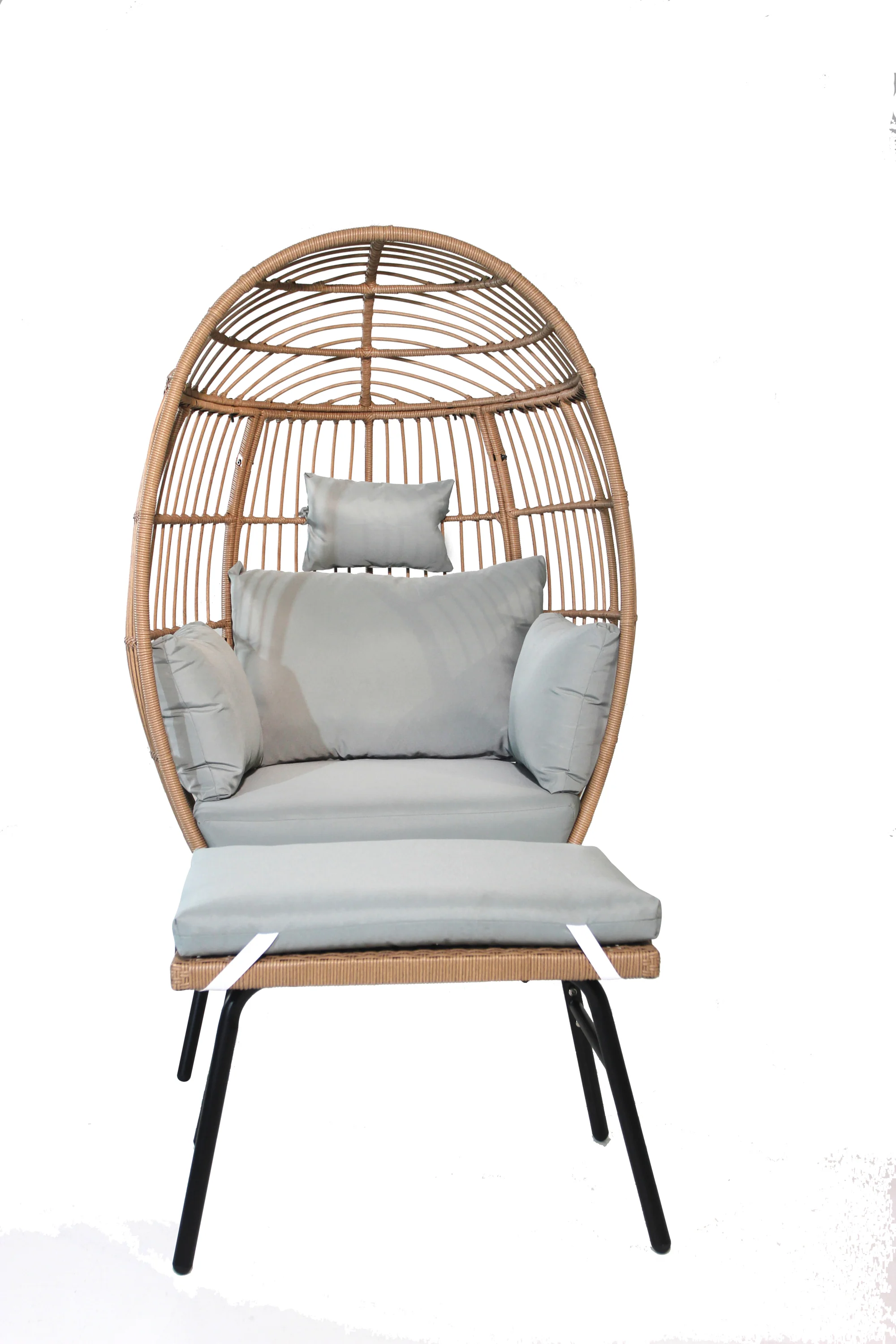 Walker Edison | Outdoor Garden Wicker Egg Chair And Footstool Set